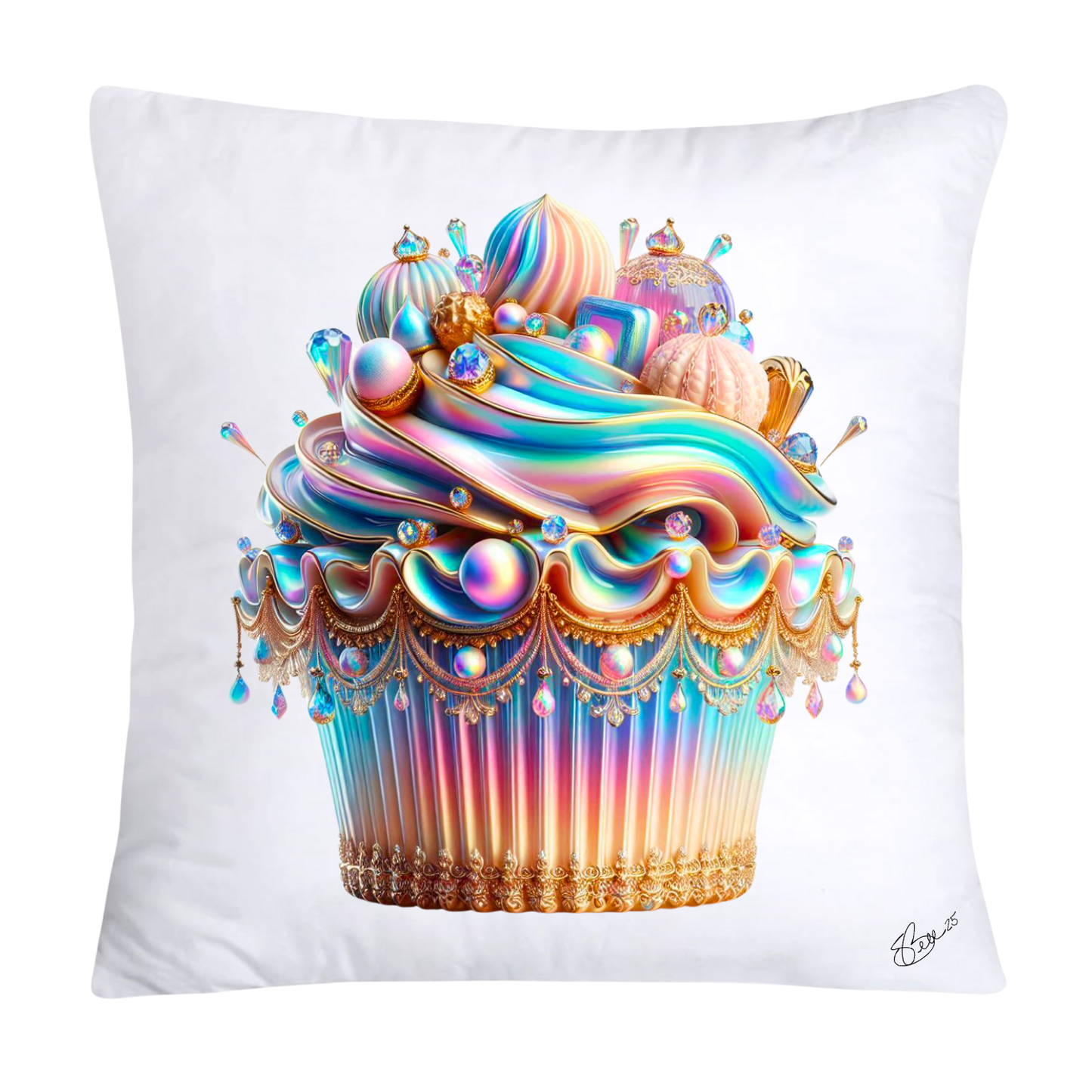 Gold Iridescent Royal Cupcake Pillow Covers 18x18-4847