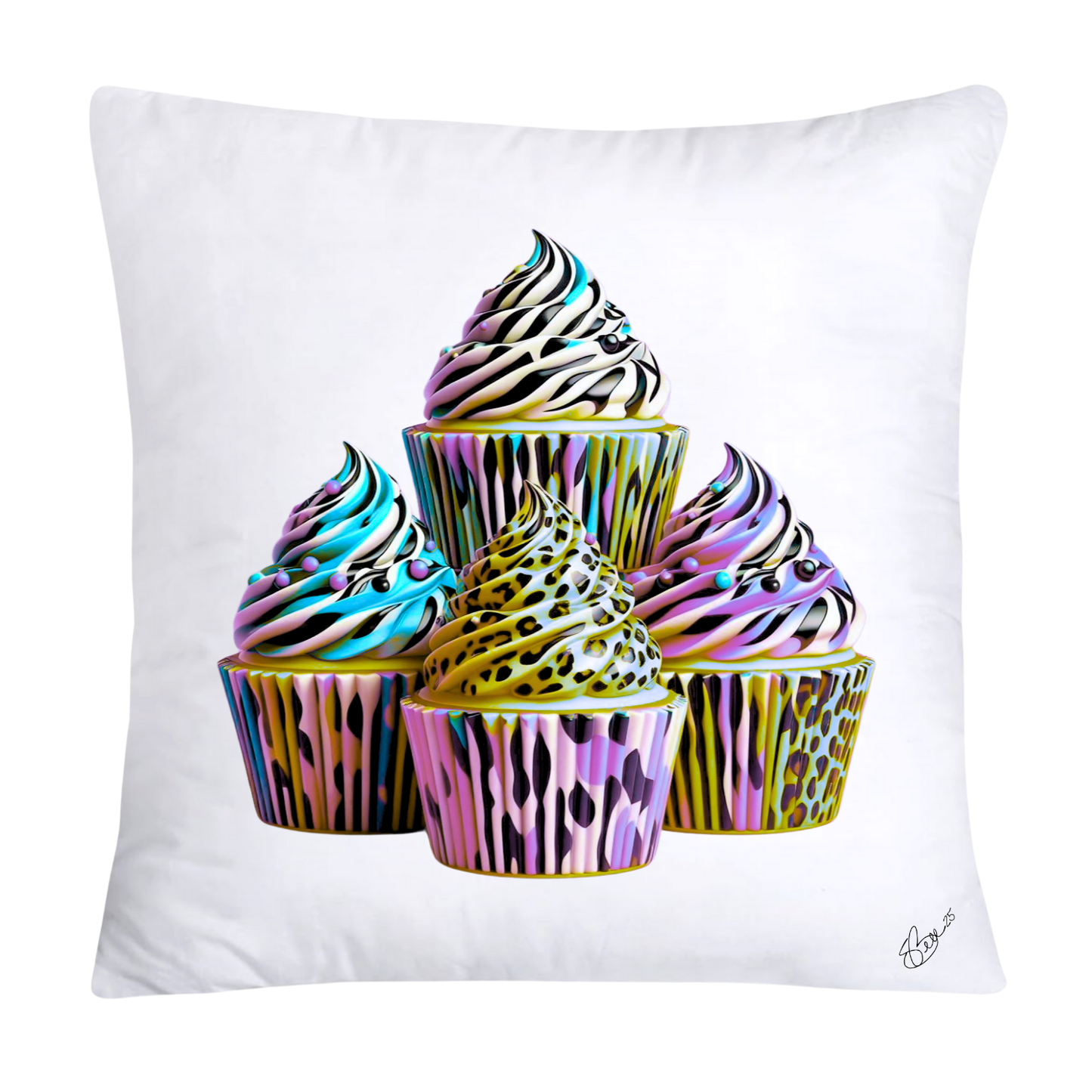 Wild Animal Print Cupcake Throw Pillow Covers 18x18-922