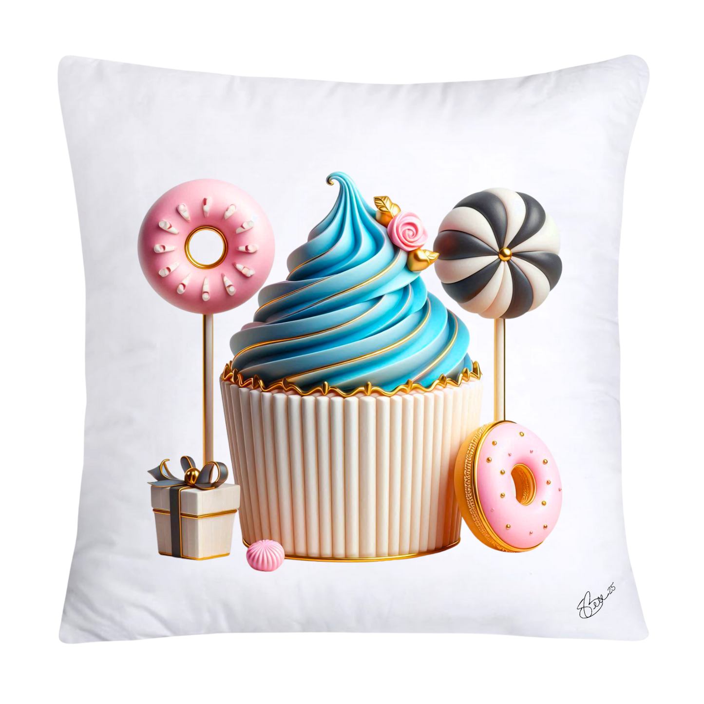 18x18 Pastel Cupcakes Donuts and Candy Pillow Covers-134