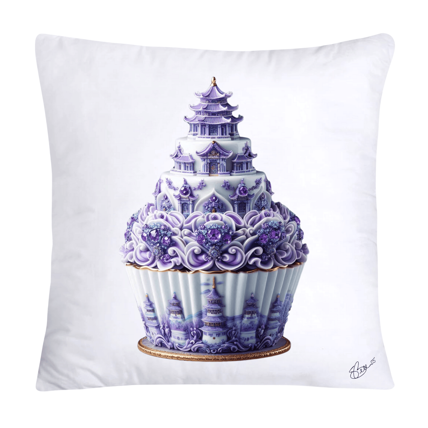 18x18 Purple Willow Chinoiserie Cupcake Throw Pillow Covers-5407