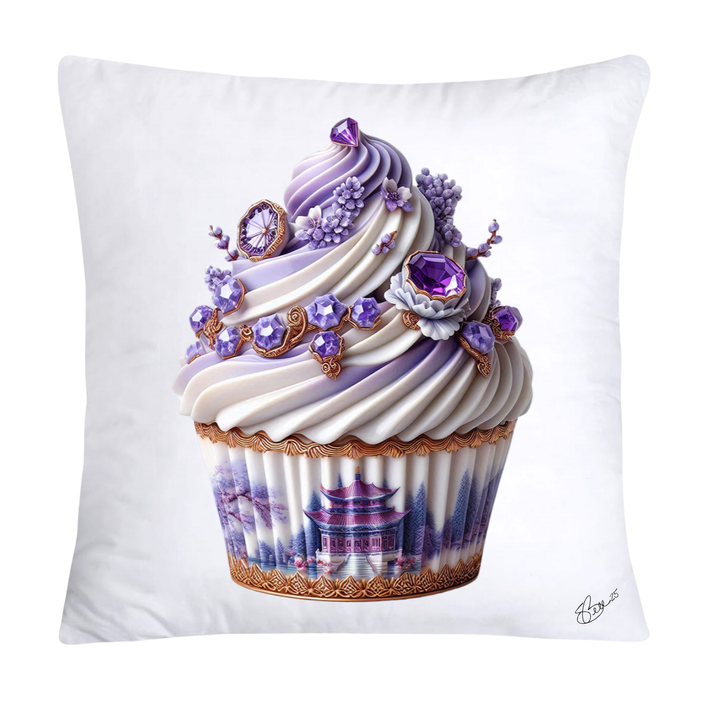 18x18 Purple Willow Chinoiserie Cupcake Throw Pillow Covers-5452