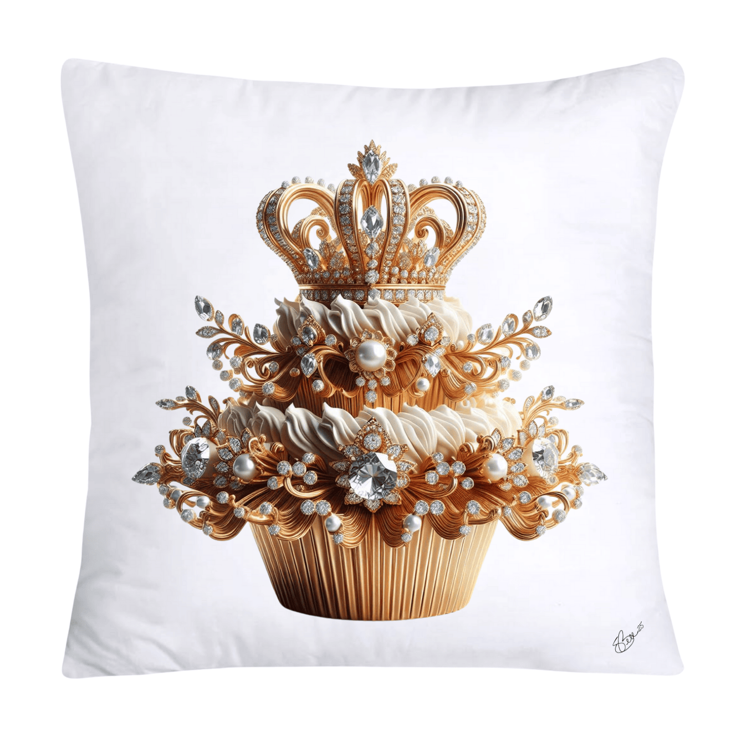 Gold Iridescent Royal Cupcake Pillow Covers 18x18-4854