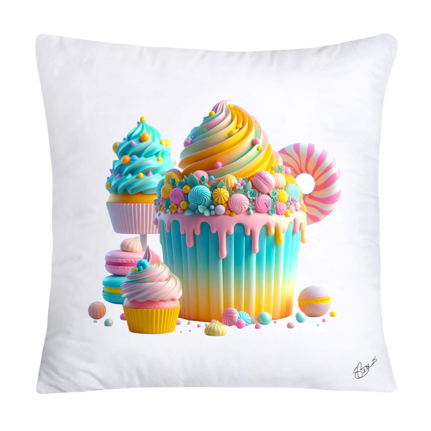 18x18 Pastel Cupcakes Donuts and Candy Pillow Covers-1048