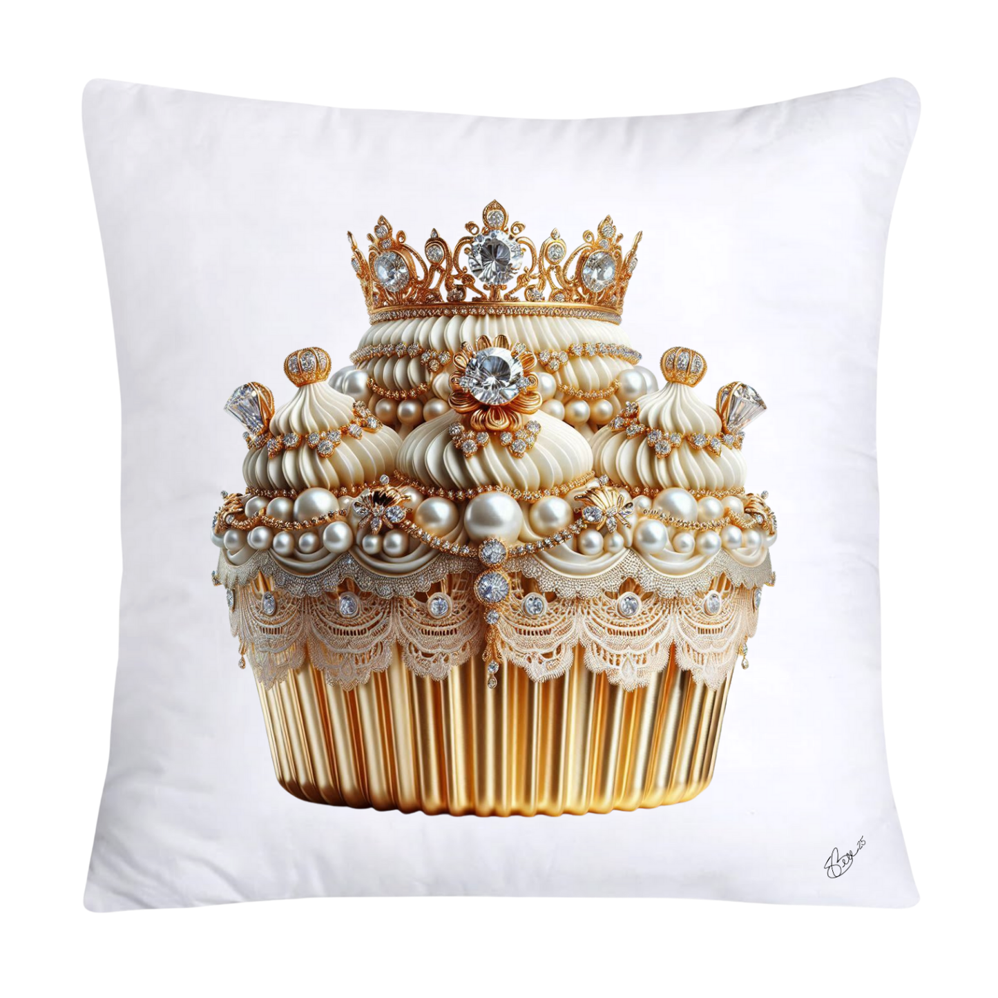 Gold Iridescent Royal Cupcake Pillow Covers 18x18-4850
