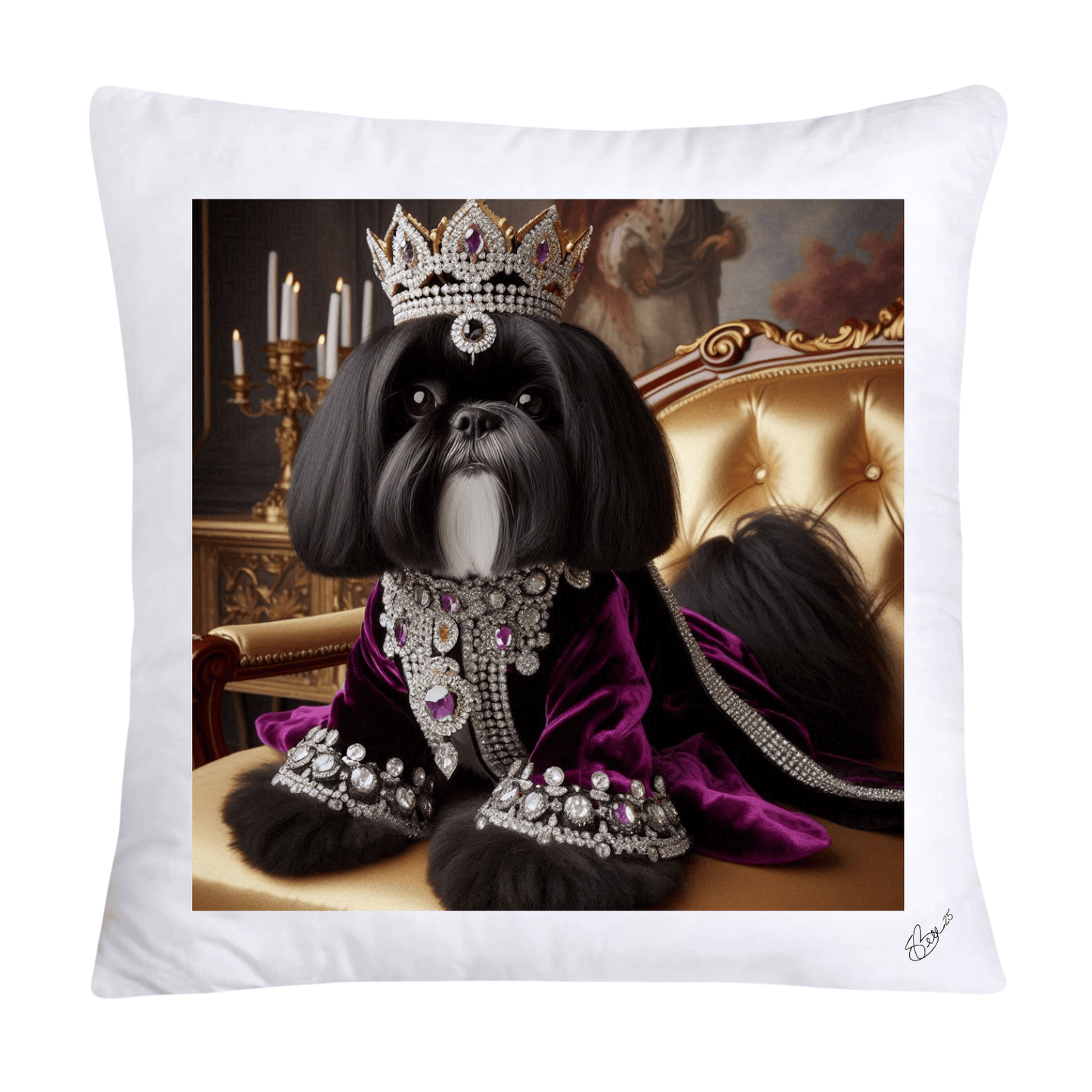 Royal Pet Portrait Pillow Covers 18X18-Shih Tzu at Versailles-2799