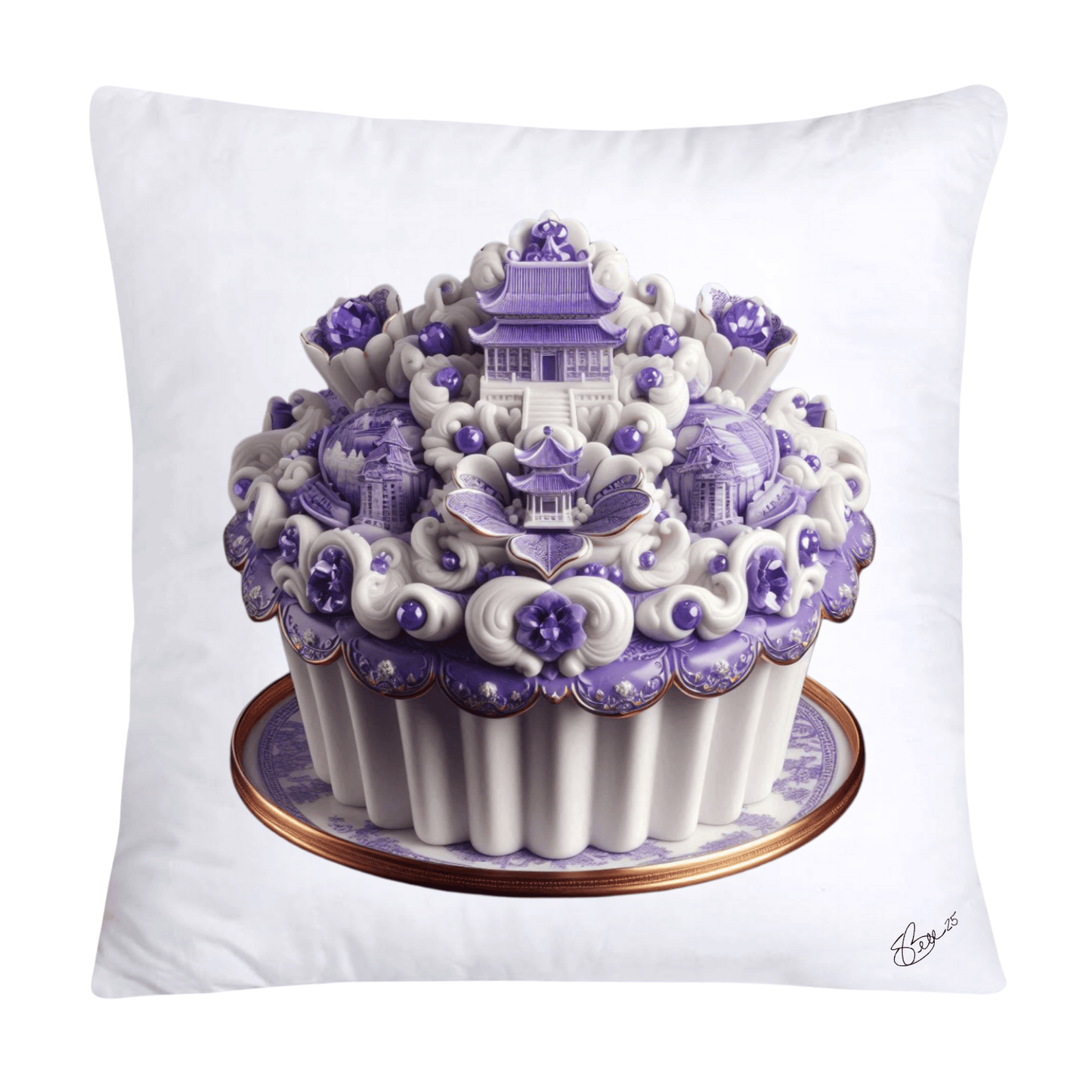 18x18 Purple Willow Chinoiserie Cupcake Throw Pillow Covers-5423