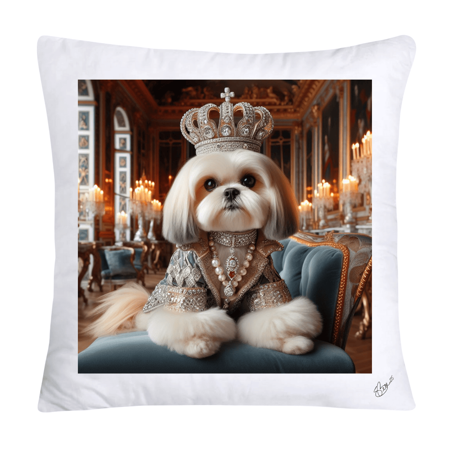 Royal Pet Portrait Pillow Covers 18X18-Shih Tzu at Versailles-2842