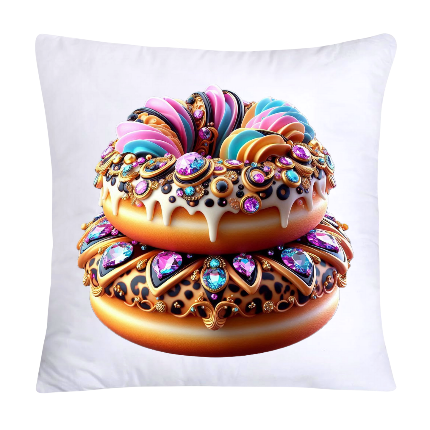 Wild Animal Print Donut Throw Pillow Covers 18x18-828