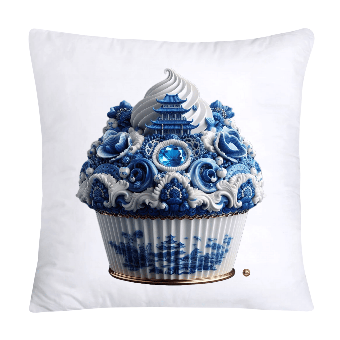 Blue Willow Chinoiserie Cupcake Throw Pillow Covers 18X18-572