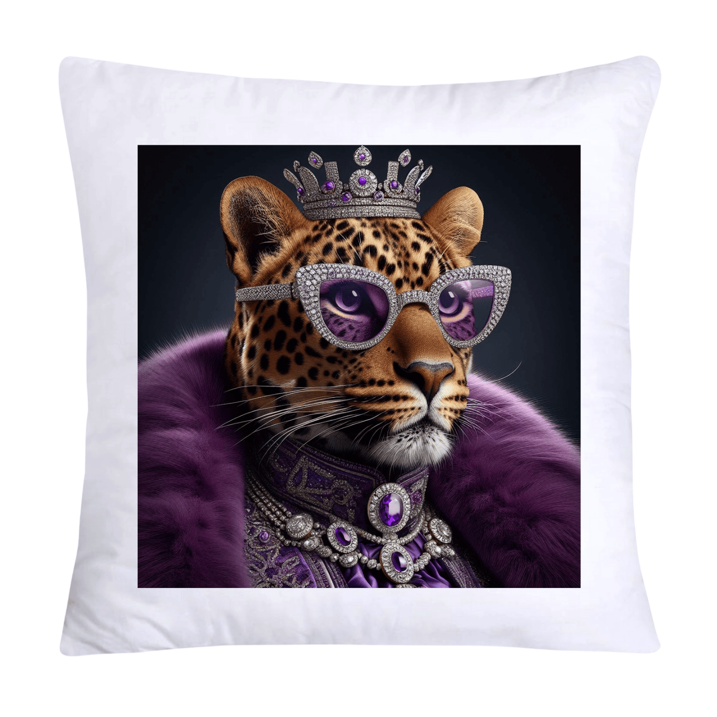 Royal Pet Portrait Throw Pillow Covers 18X18-Leopard Kings and Queens- 1732