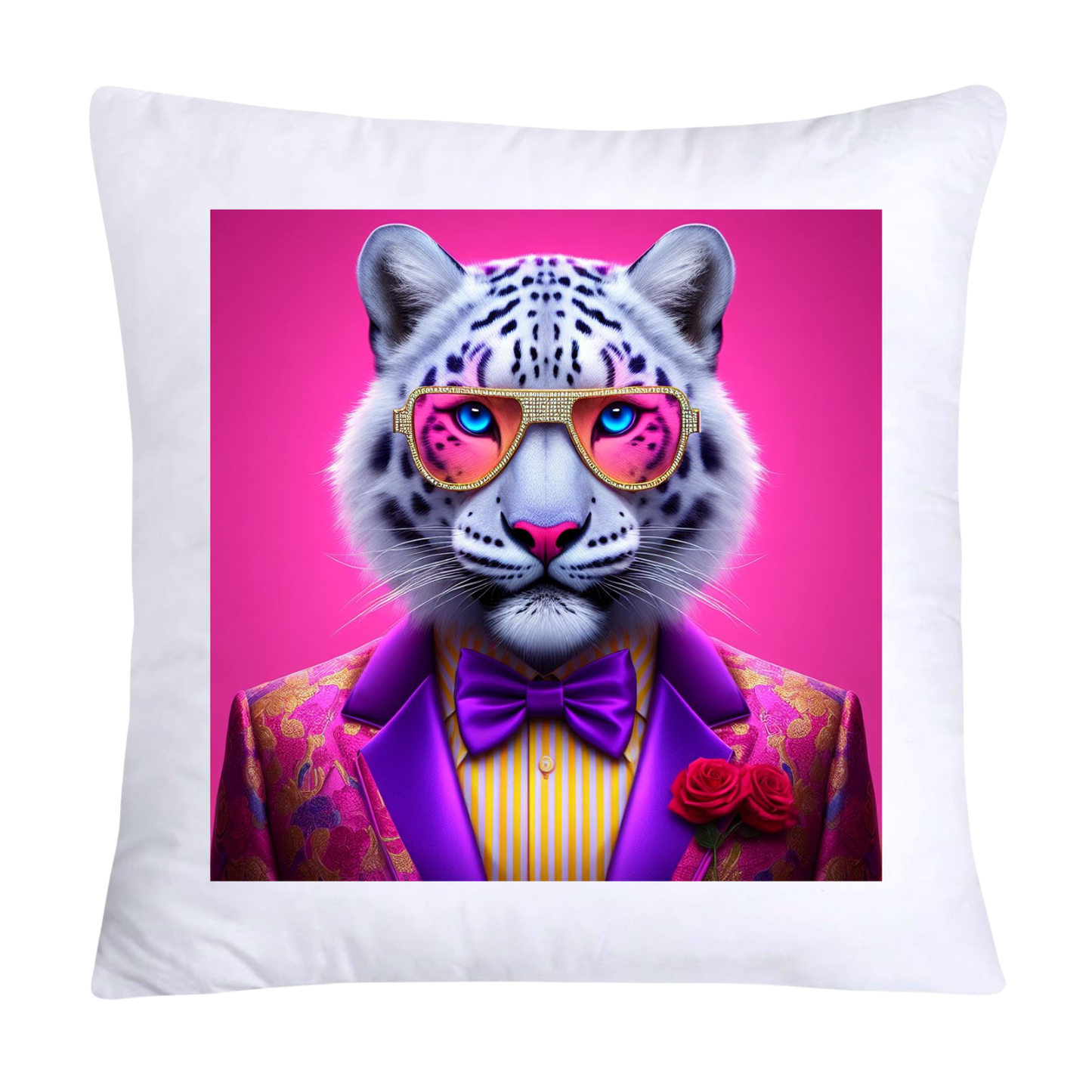 Royal Pet Portrait Throw Pillow Covers 18X18-Snow Leopard-1767