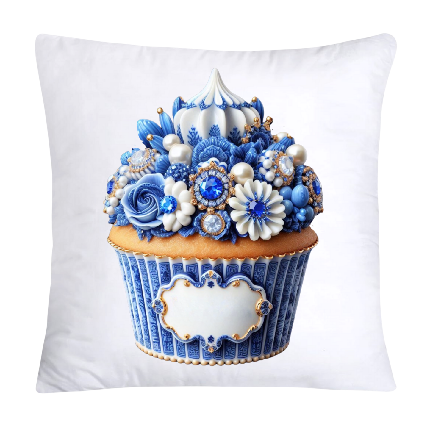 Blue Willow Chinoiserie Cupcake Throw Pillow Covers 18X18-3512