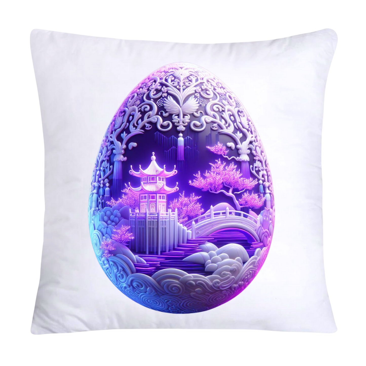 Purple Willow Egg Chinoiserie Throw Pillow Covers 18x18-1017