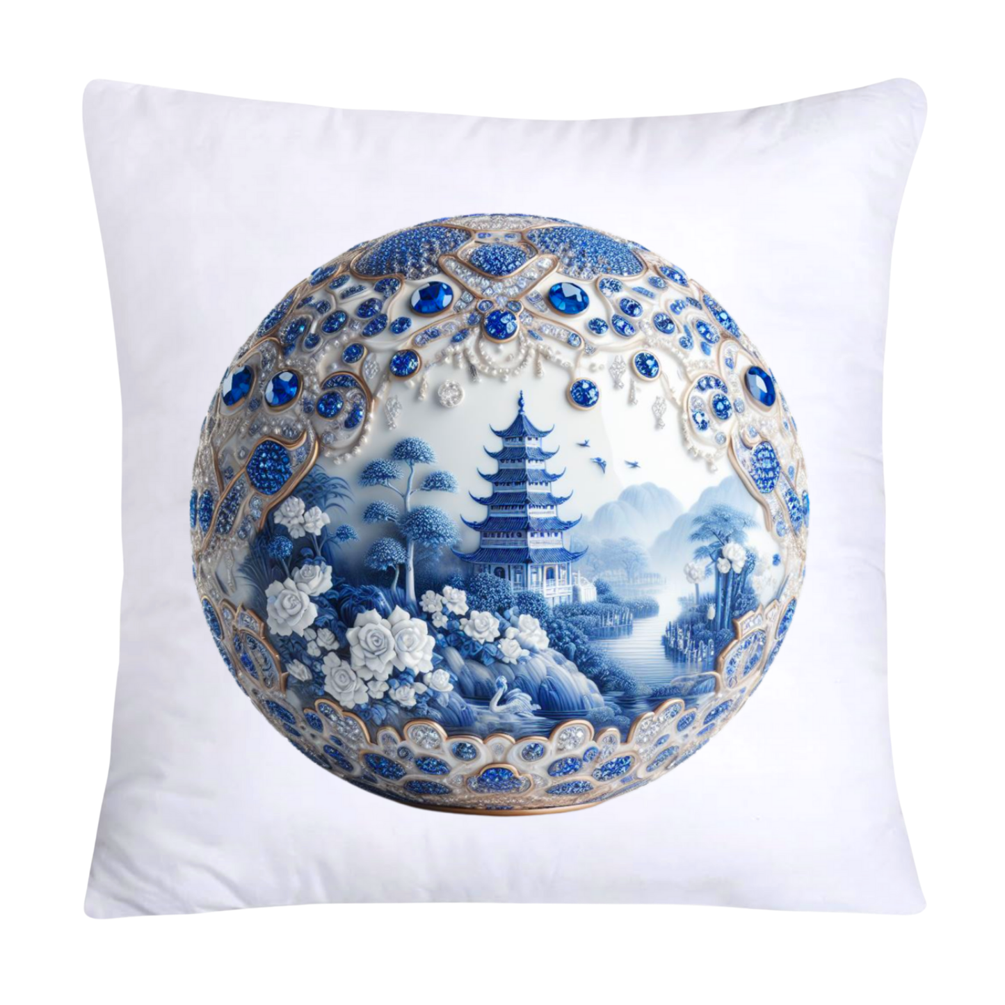 Blue Willow Ball/Orb Pillow Covers 18x18-1025