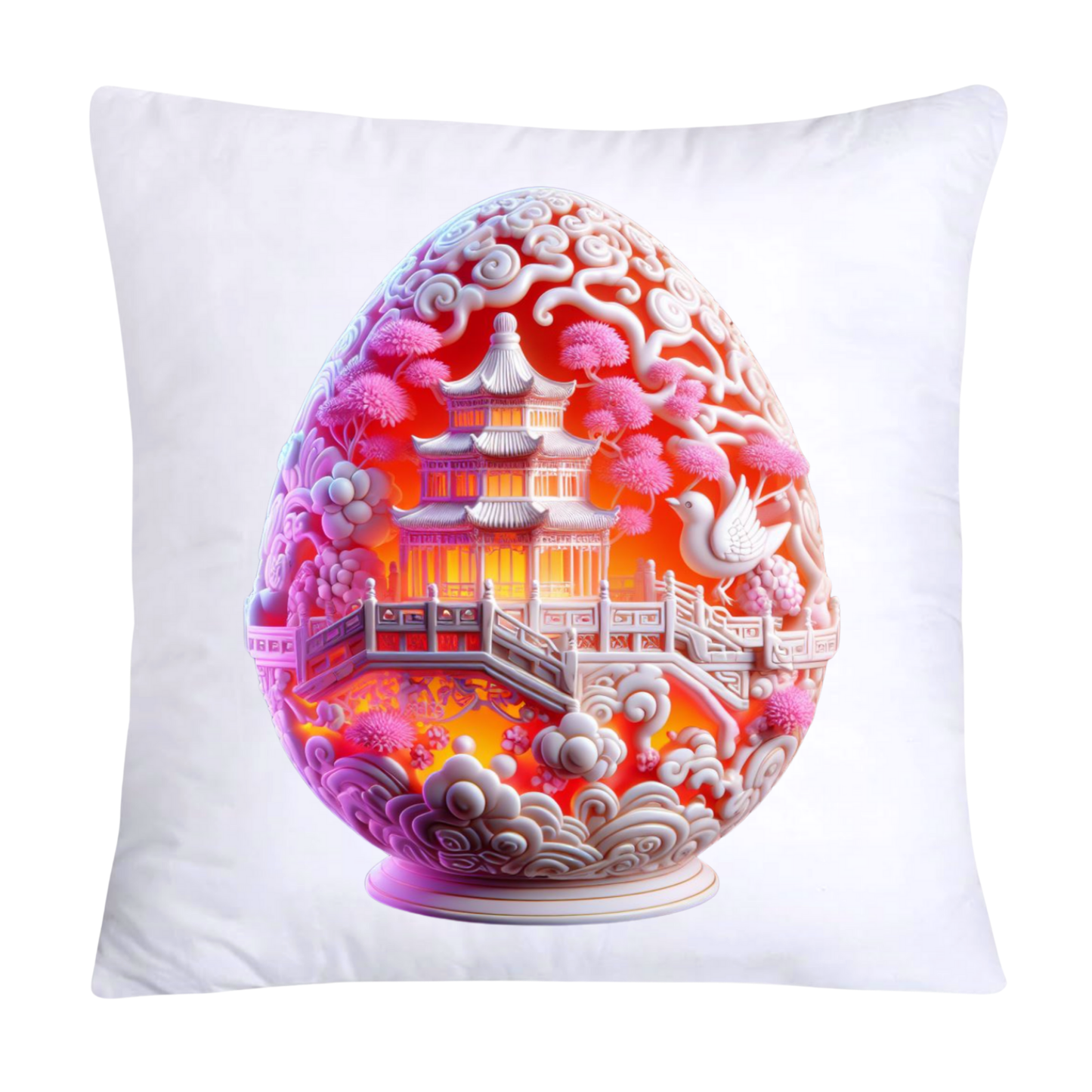 18x18 Pink and White Willow Egg Vintage Inspired-1022