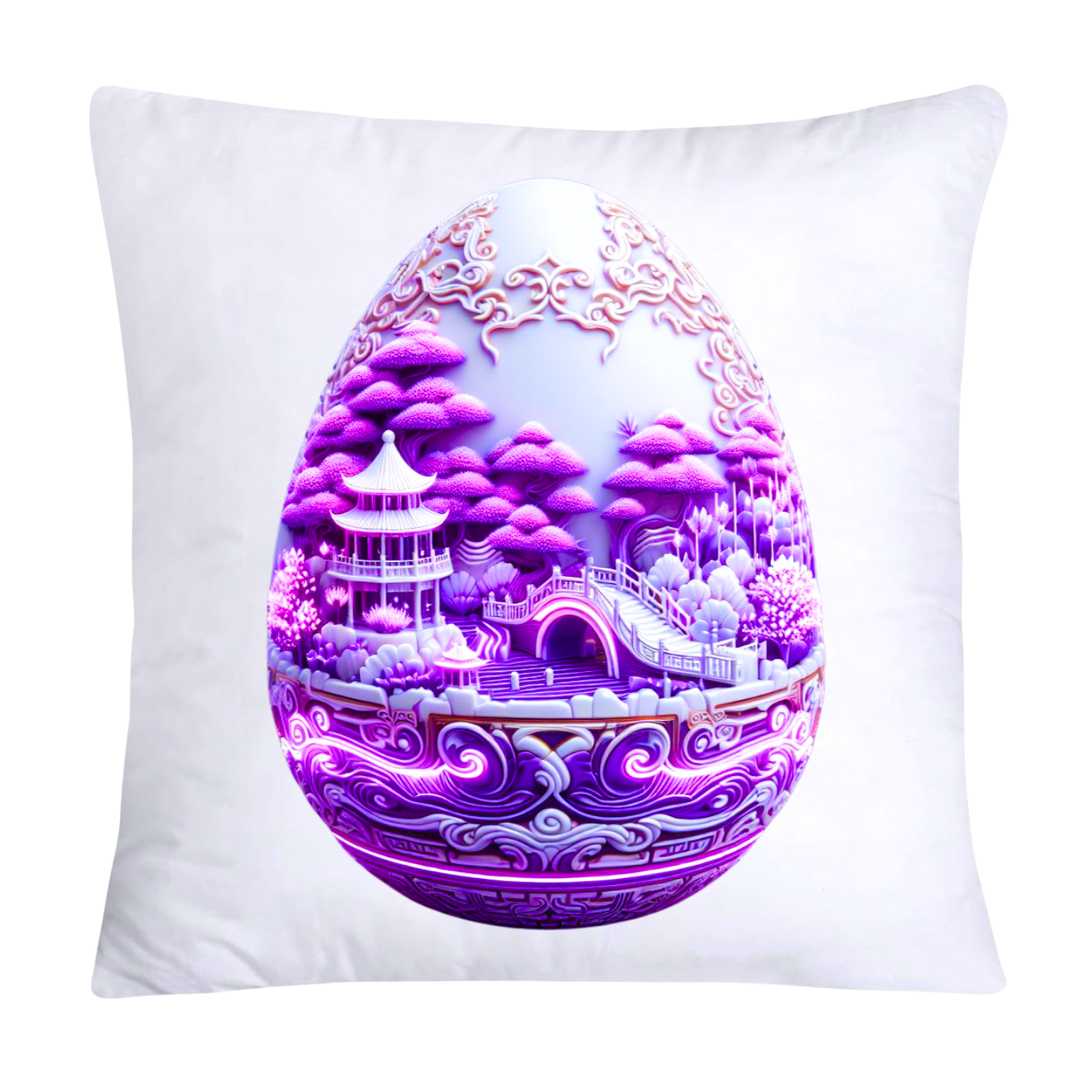 Purple Willow Egg Chinoiserie Throw Pillow Covers 18x18-974
