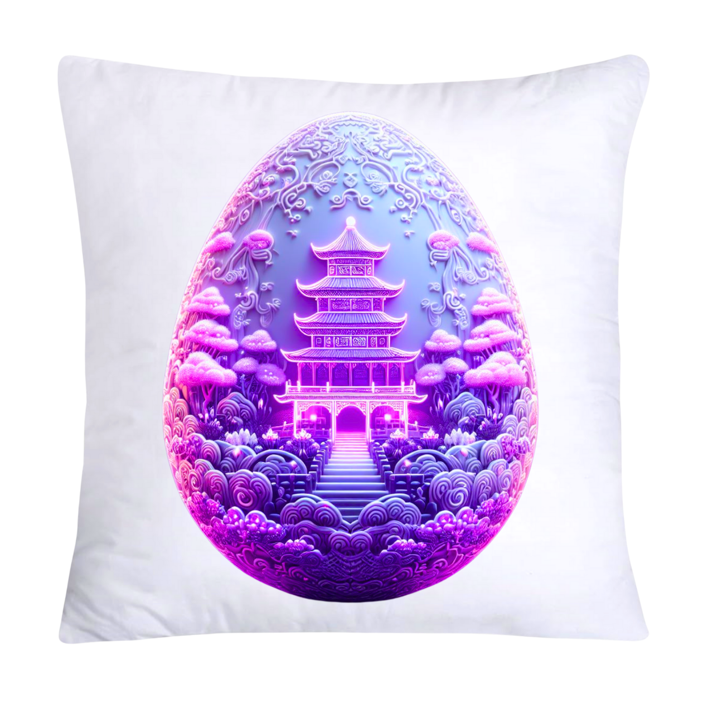 Purple Willow Egg Chinoiserie Throw Pillow Covers 18x18-1040