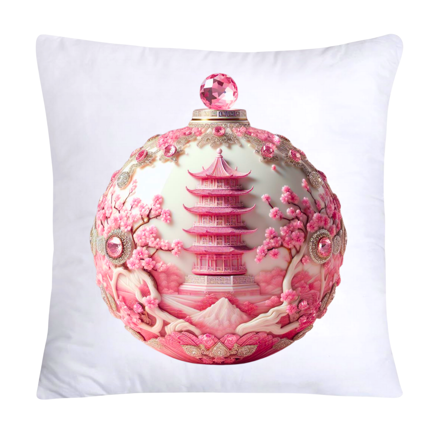 Pink and White Willow Ball/Orb 18X18 Decorative Pillow Covers-1033