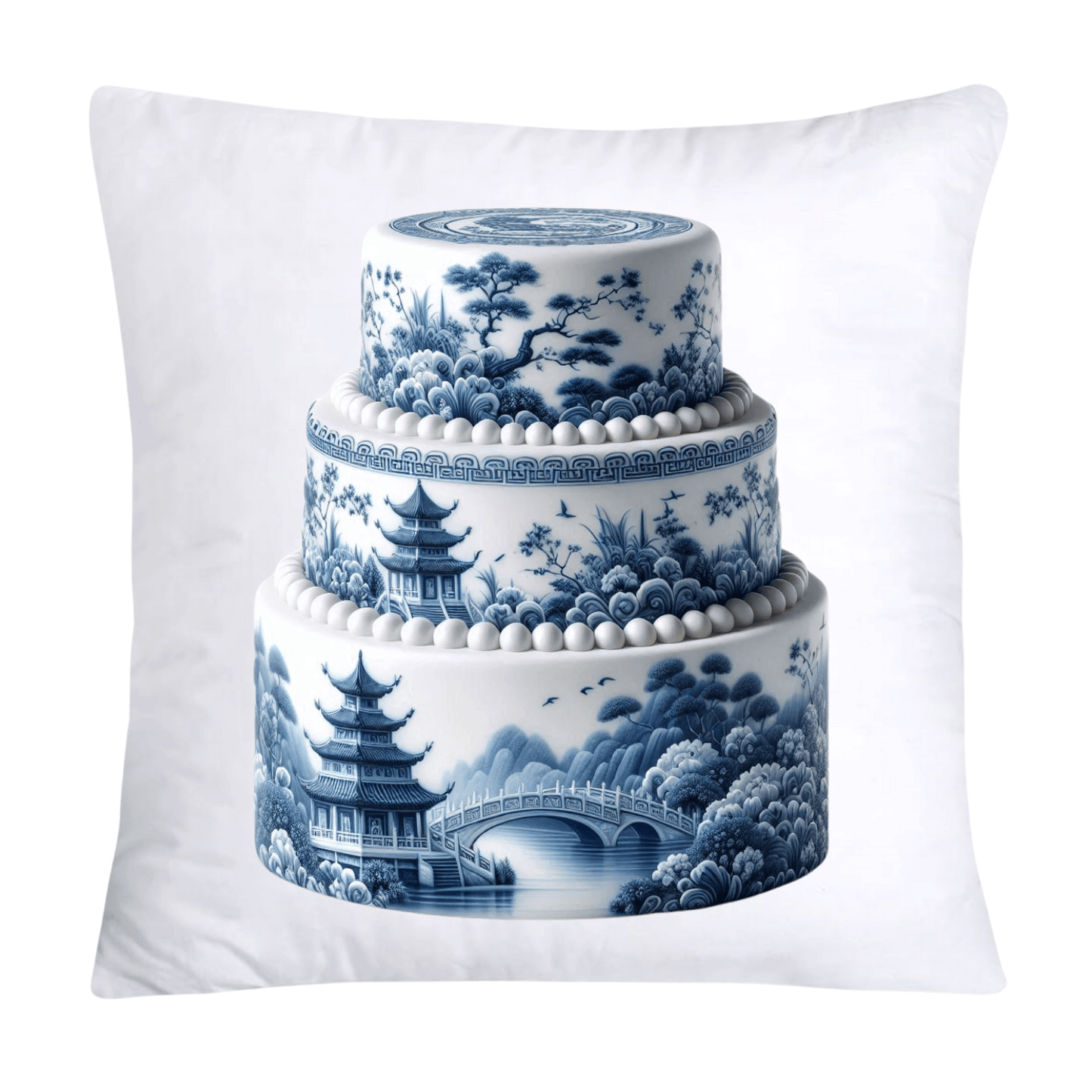 Blue Willow Sweet Cake 18x18 Pillow Covers-4875