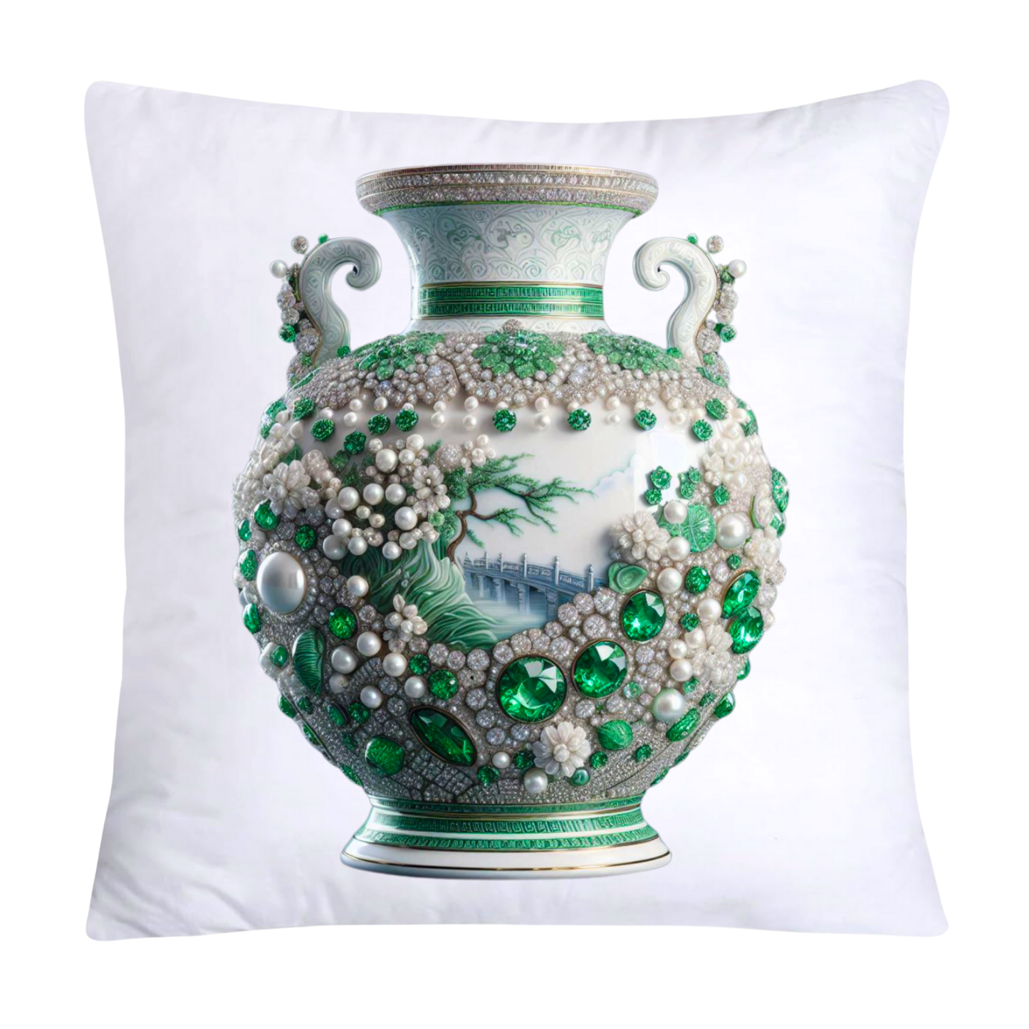 Green Willow Vase Classic Flare Throw Pillow Covers-2471