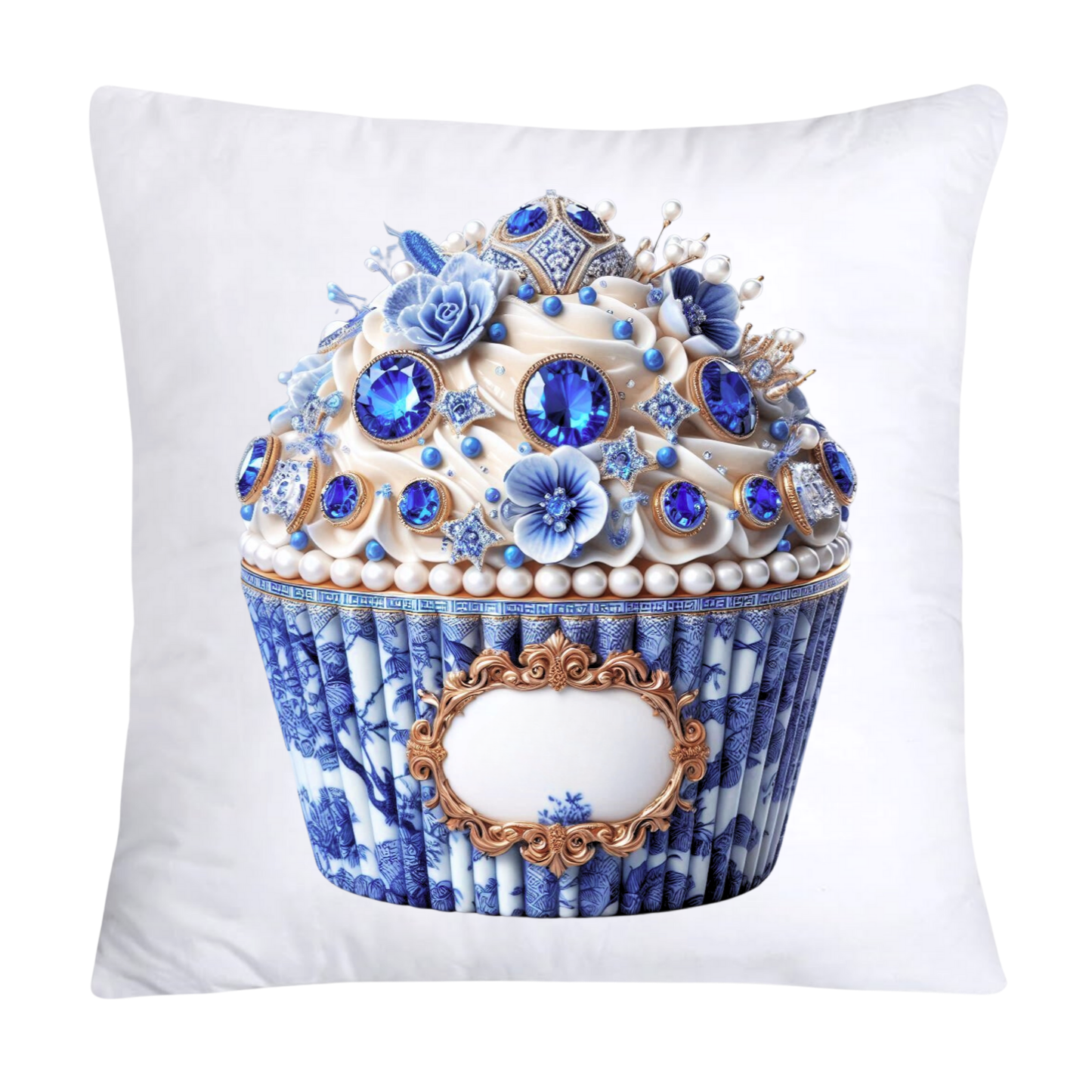 Blue Willow Chinoiserie Cupcake Throw Pillow Covers 18X18-3505