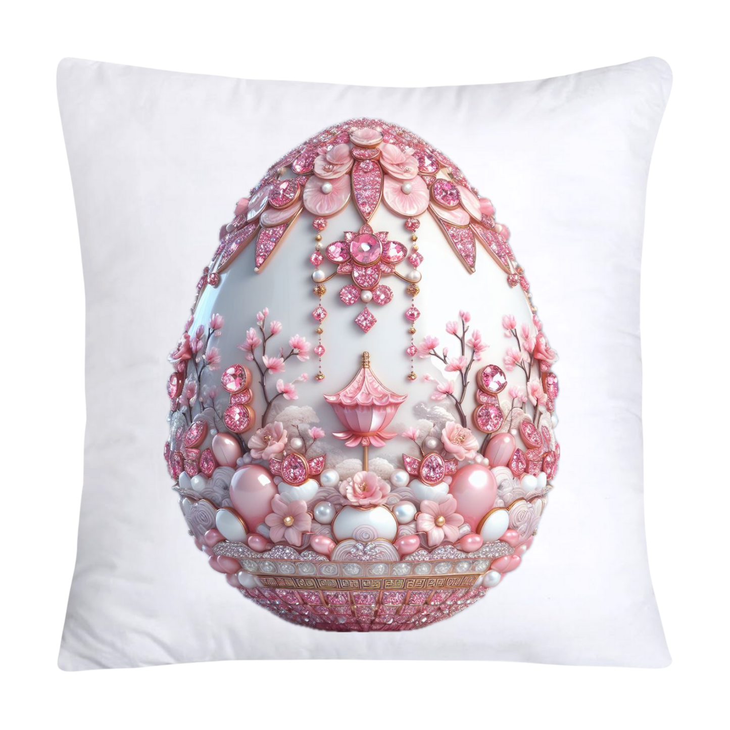 Pink and White Willow Egg Pillow Covers Vintage Inspired-2465