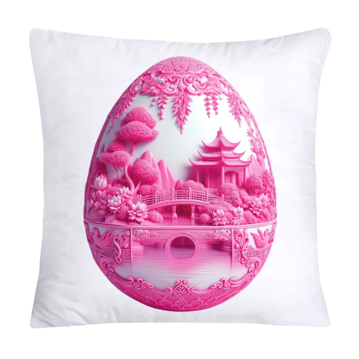18x18 Pink and White Willow Egg Pillow Covers Vintage Inspired-559