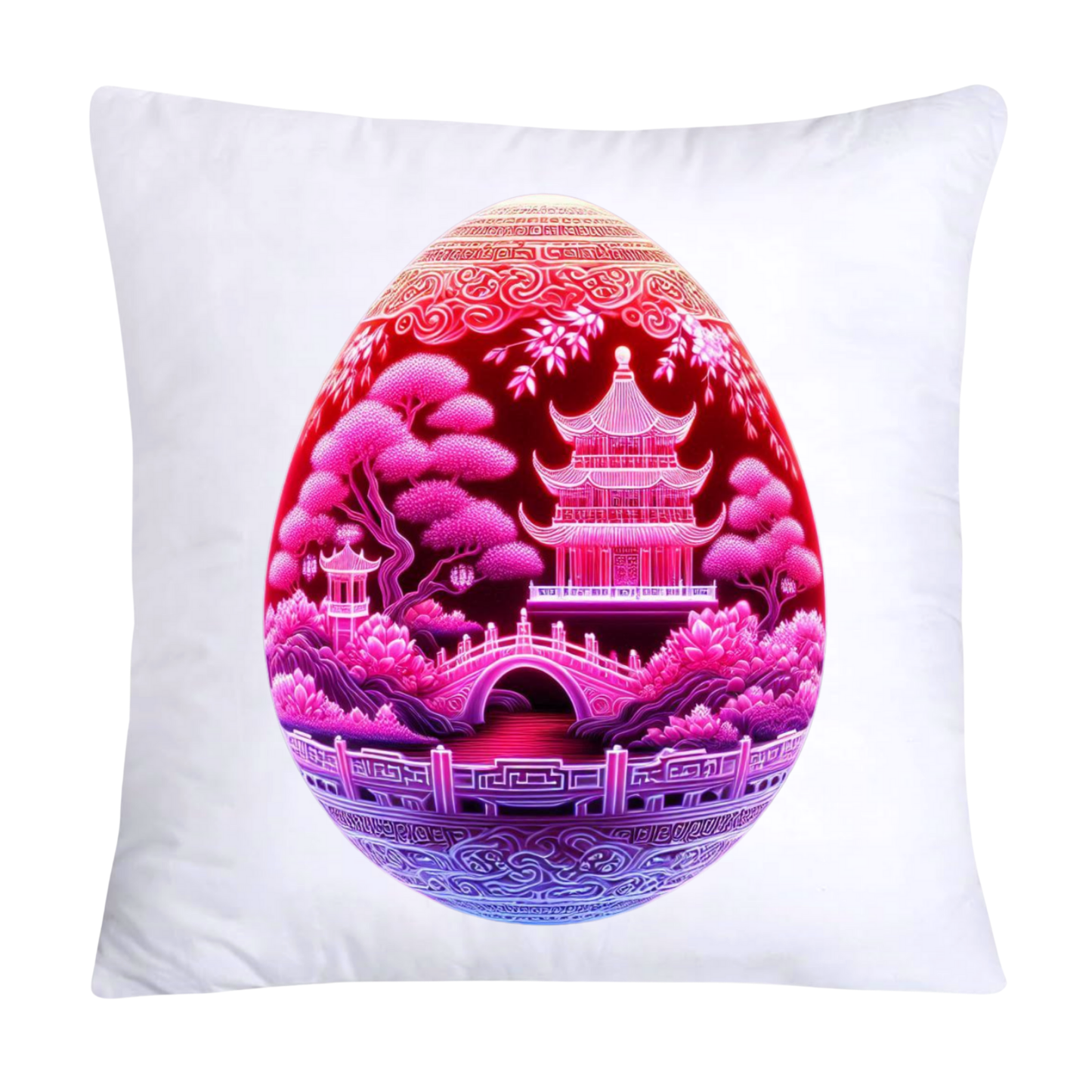 18x18 Pink and White Willow Egg Vintage Inspired-1034