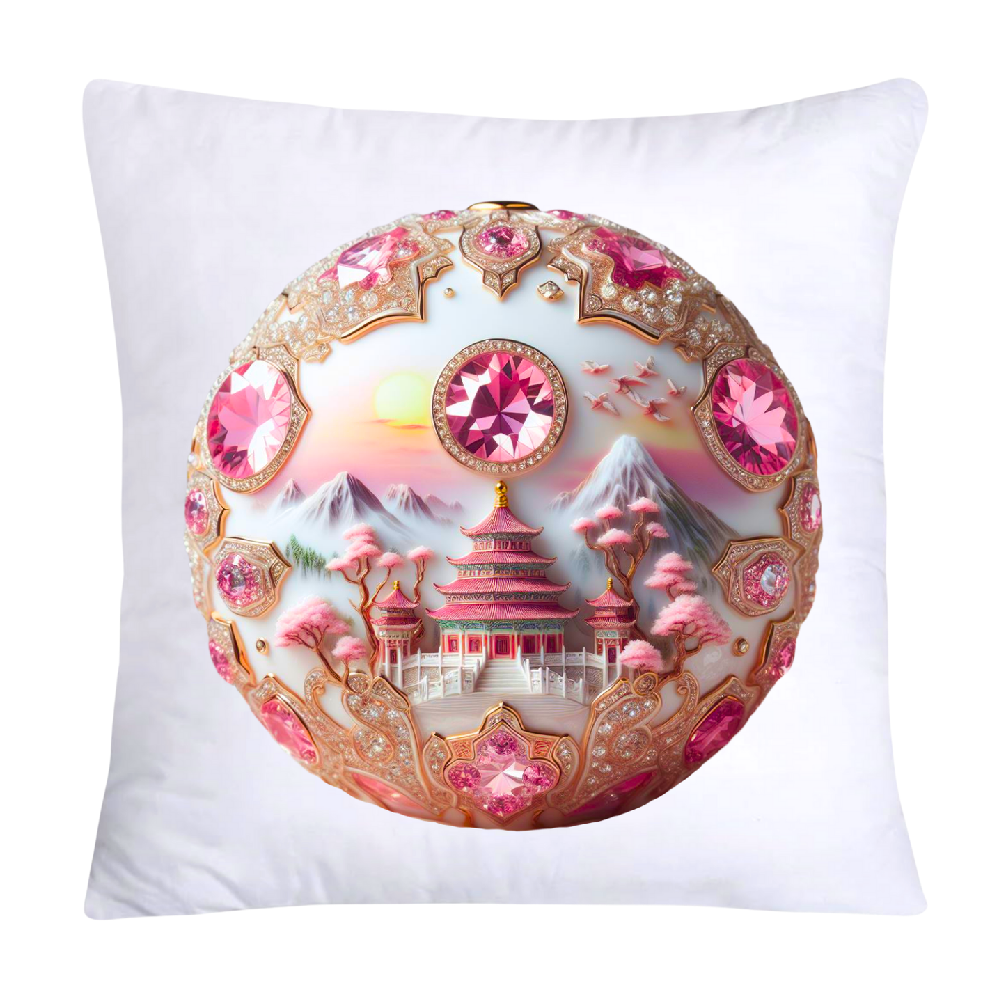 Pink and White Willow Ball/Orb 18X18 Decorative Pillow Covers-1039