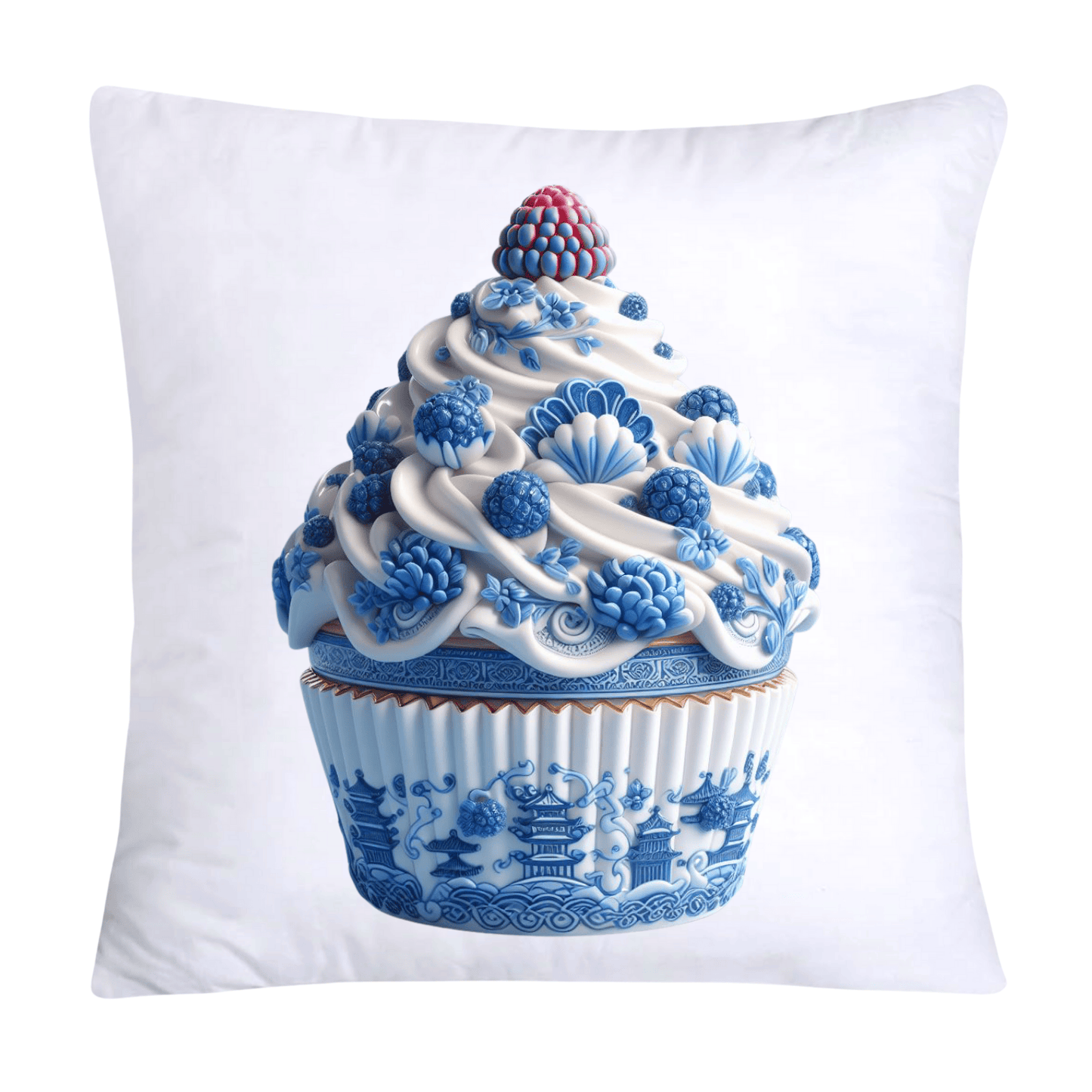 Blue Willow Chinoiserie Cupcake Throw Pillow Covers 18X18-318