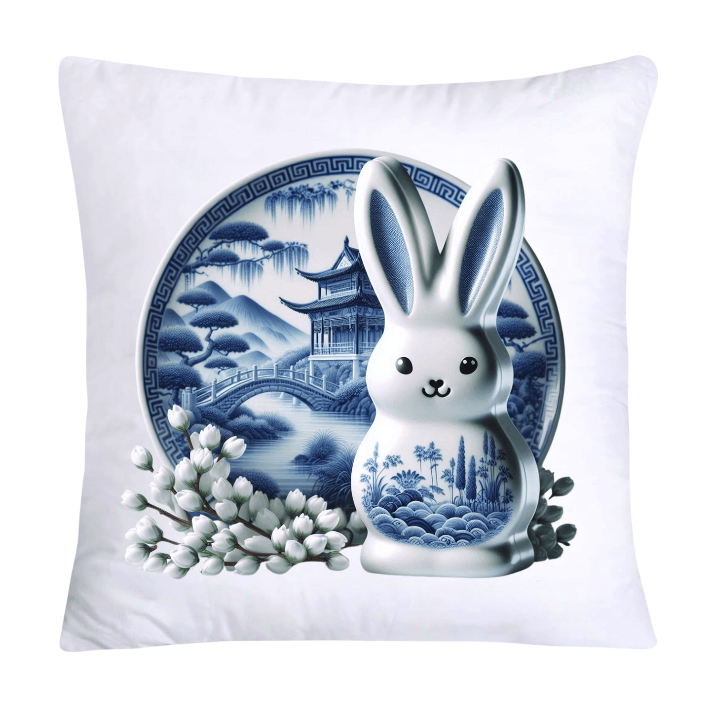 Blue Willow Easter Bunny/Peeps 18x18 Pillow Covers-1550