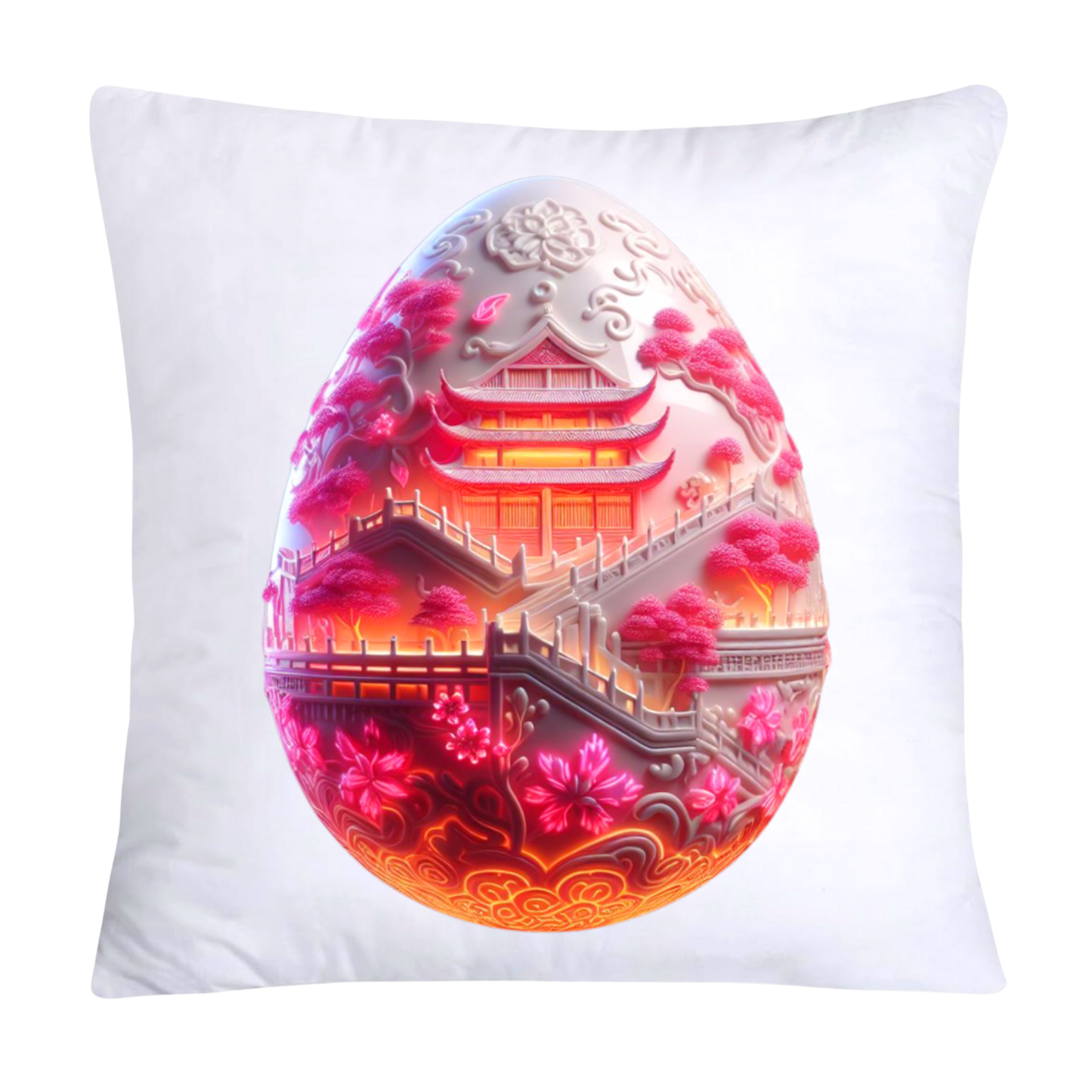 18x18 Pink and White Willow Egg Vintage Inspired-1809