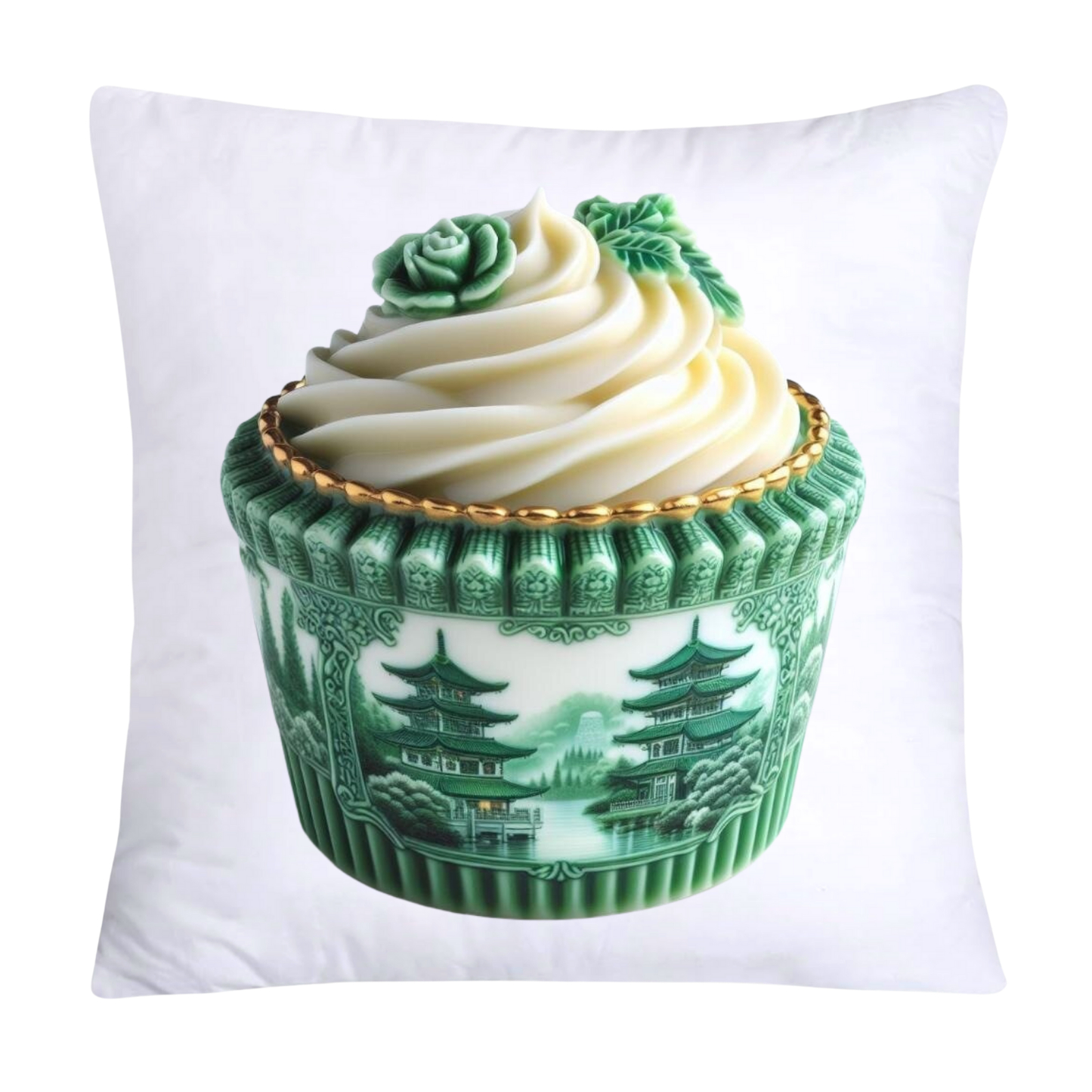 Classic Green Willow Cupcake Pillow Covers 18x18-896