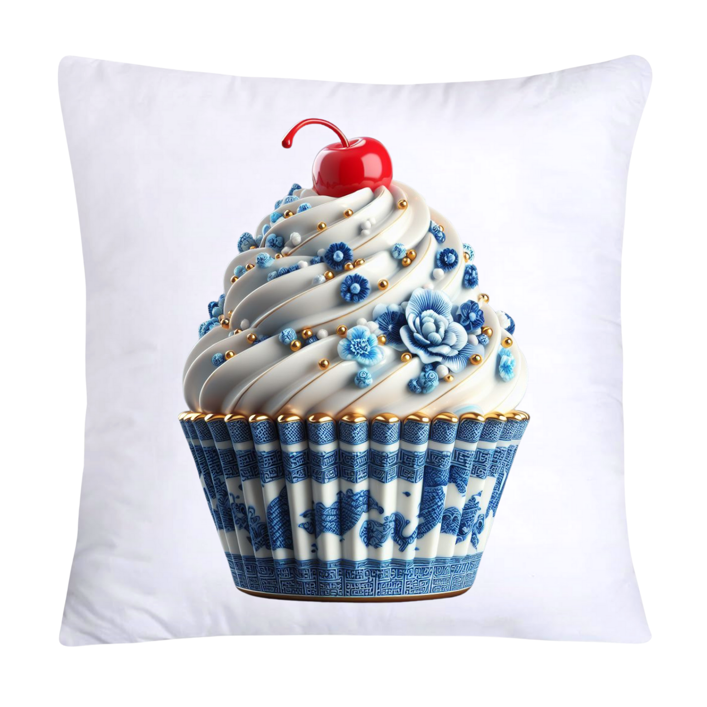 Blue Willow Chinoiserie Cupcake Throw Pillow Covers 18X18-584