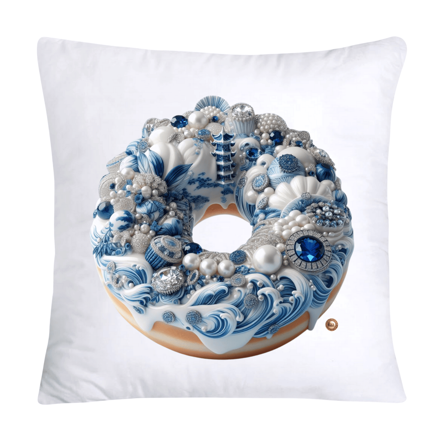 Blue Willow Whimsical Donut 18x18 Throw Pillow Covers-2296