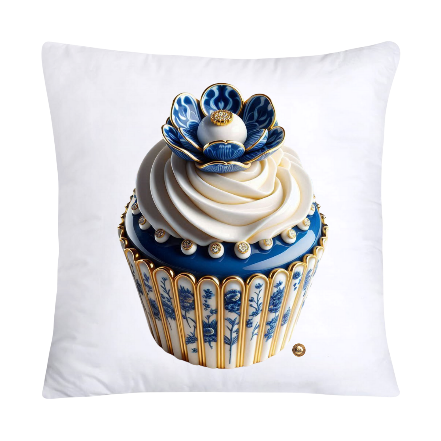 Blue Willow Chinoiserie Cupcake Throw Pillow Covers 18X18-2410