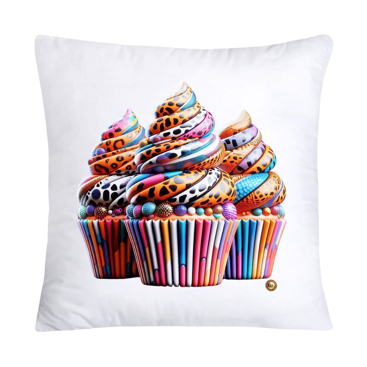 Wild Animal Print Cupcake Throw Pillow Covers 18X18-1188
