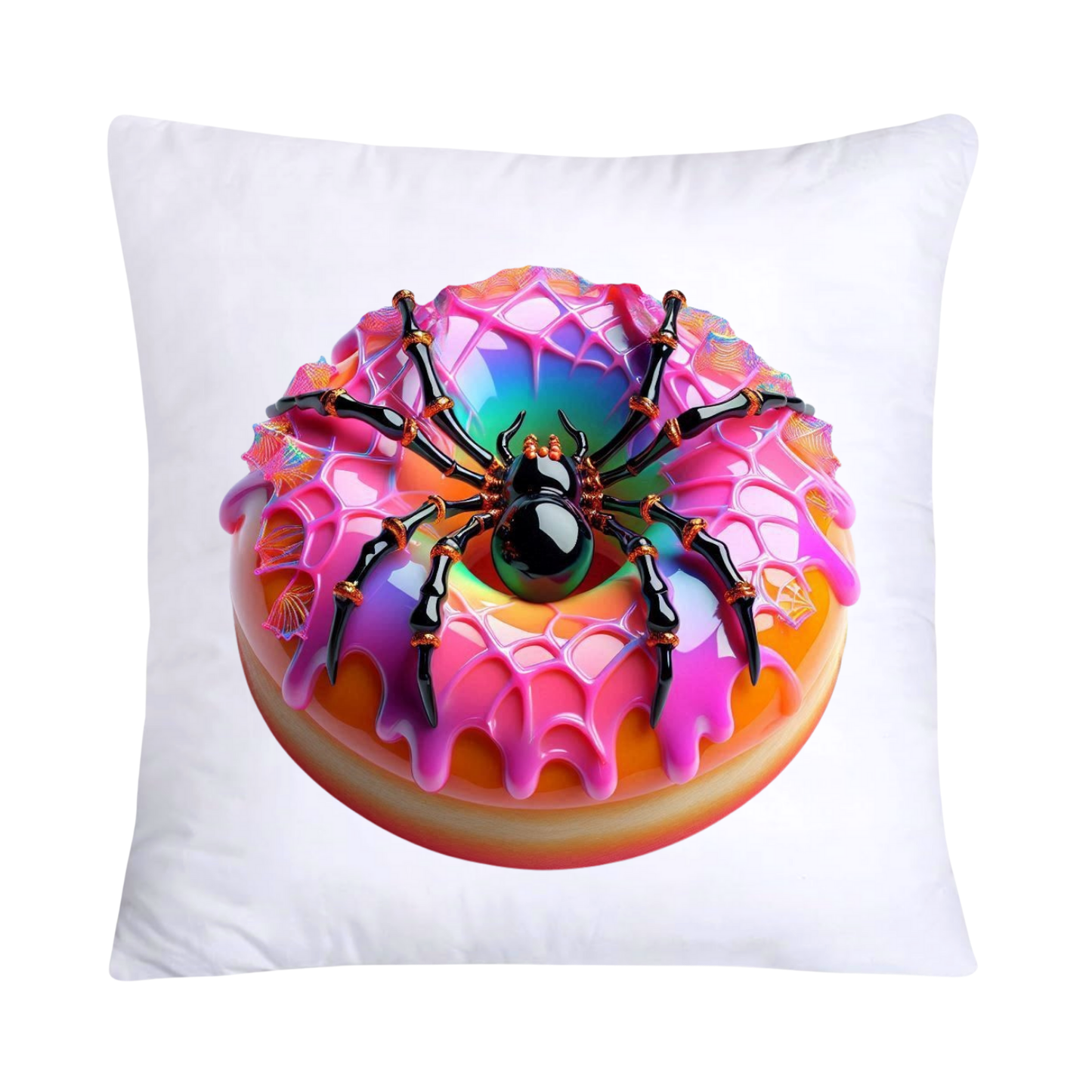 Sugar Crawler Spiders and Vivid Donut Throw Pillow Covers-2633