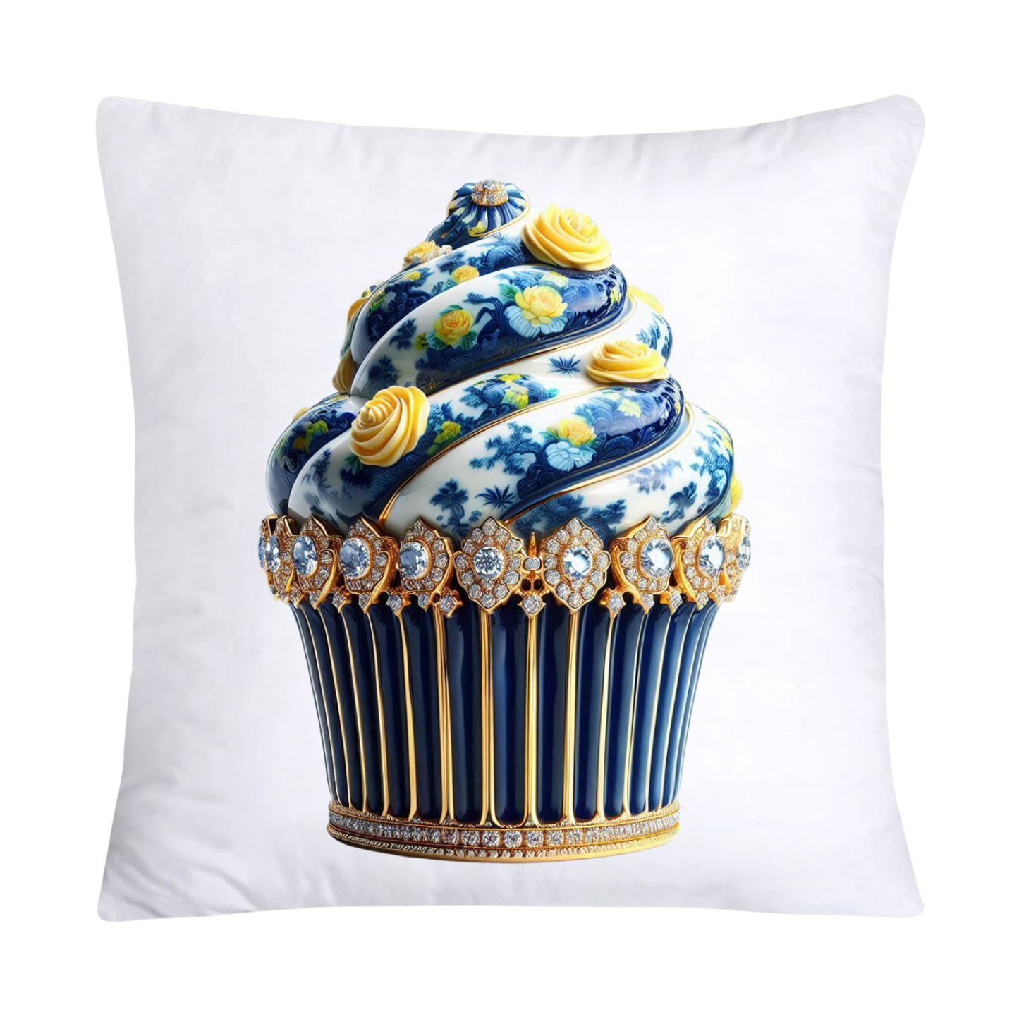 Blue Willow Chinoiserie Cupcake Throw Pillow Covers 18X18-3006