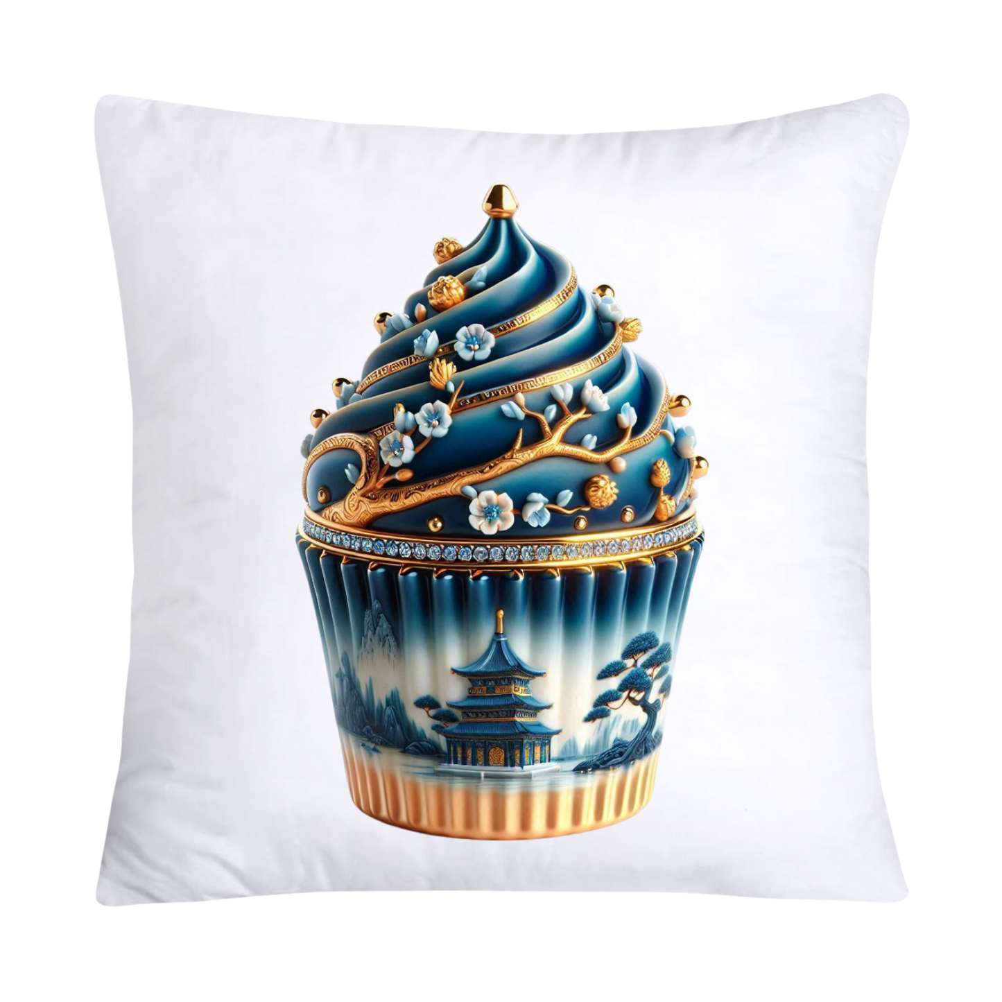 Blue Willow Chinoiserie Cupcake Throw Pillow Covers 18X18-2949