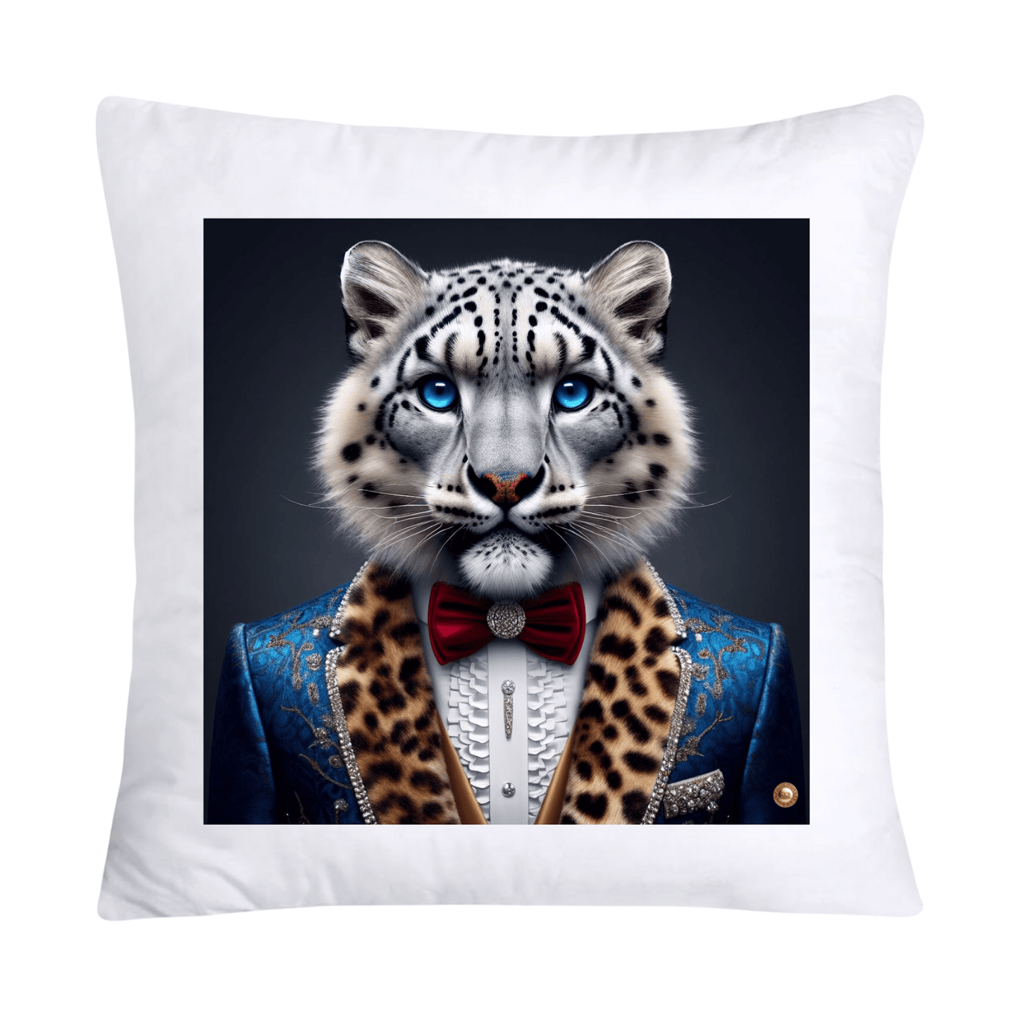 Royal Pet Portrait Throw Pillow Covers 18X18-Snow Leopard Kings and Queens-663