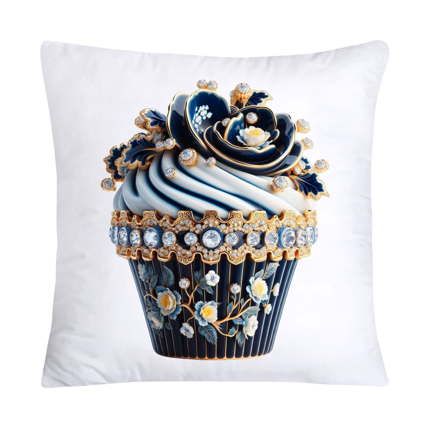 Blue Willow Chinoiserie Cupcake Throw Pillow Covers 18X18-3011