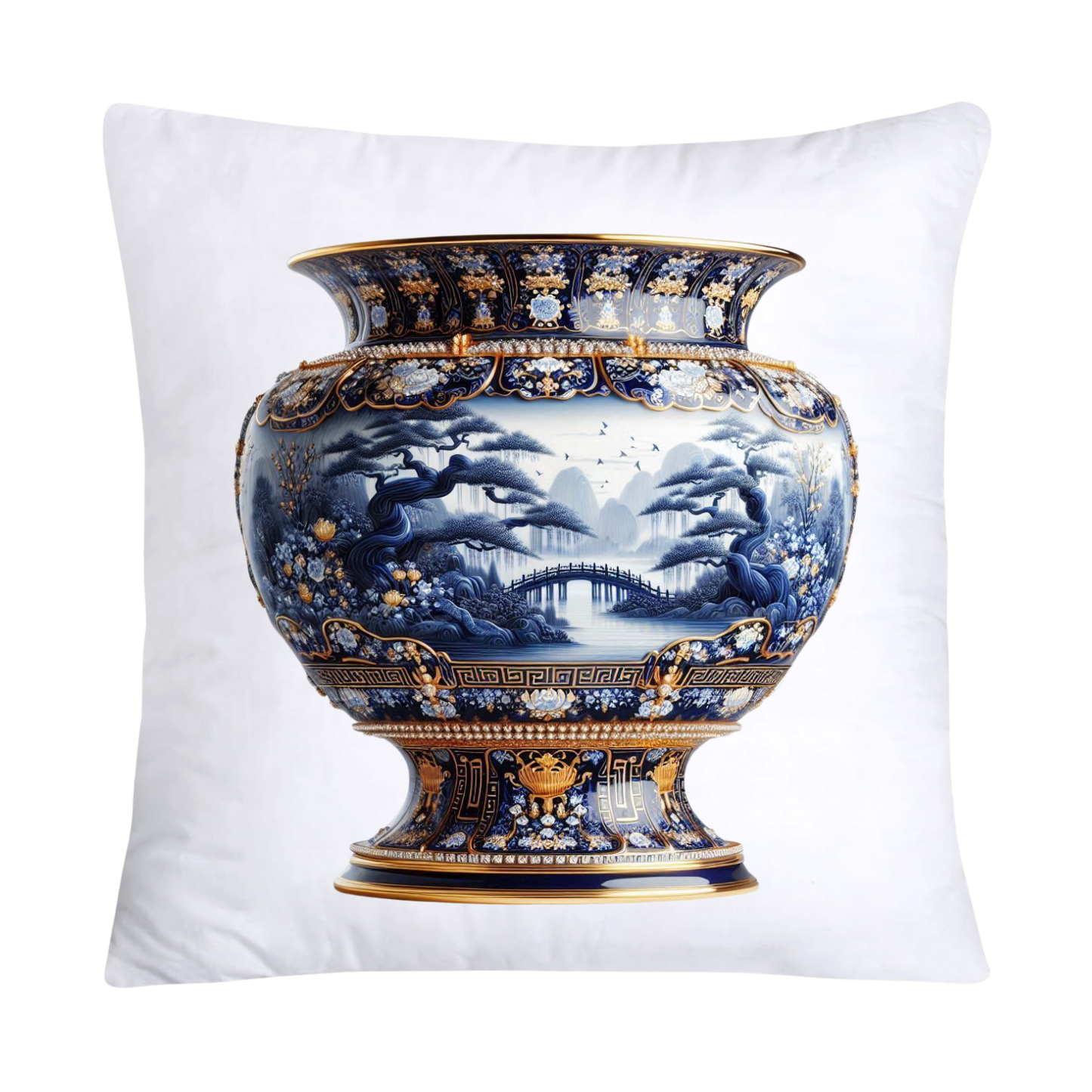 Blue Willow Chinoiserie 18x18 Stunning Vase Pillow Covers-4081