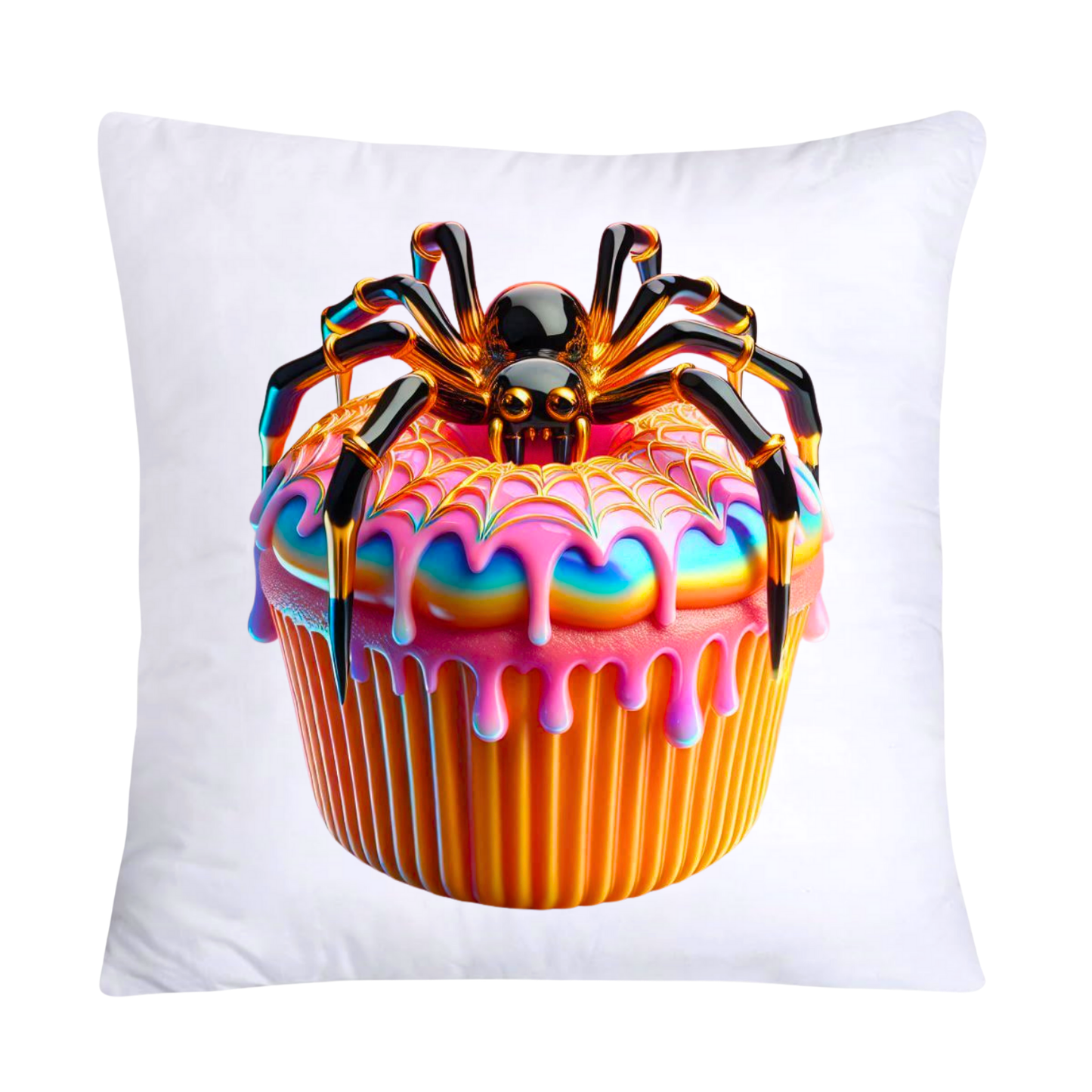 Sugar Crawler Spiders and Vivid Cupcake Throw Pillow Covers-2624