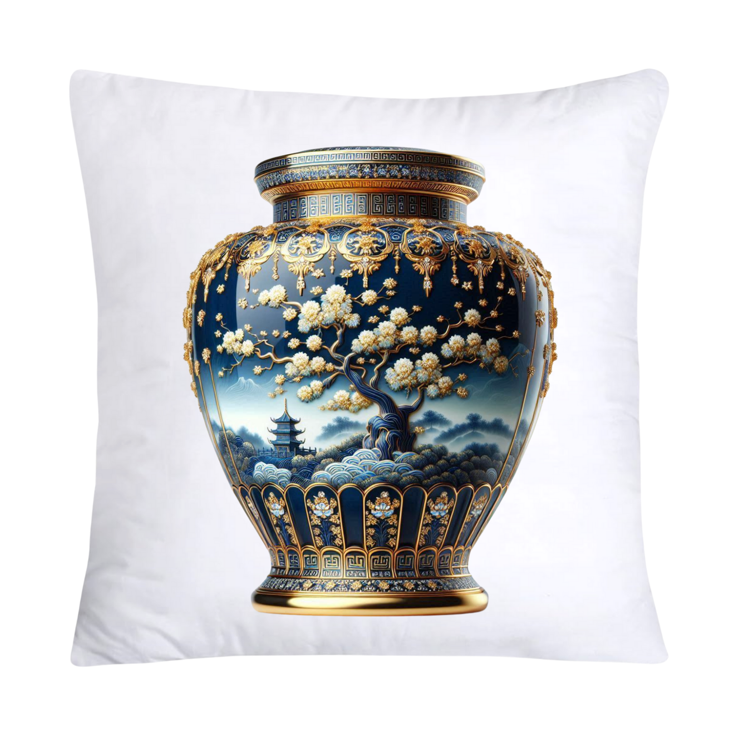 Blue Willow Chinoiserie 18x18 Stunning Vase Pillow Covers-4078