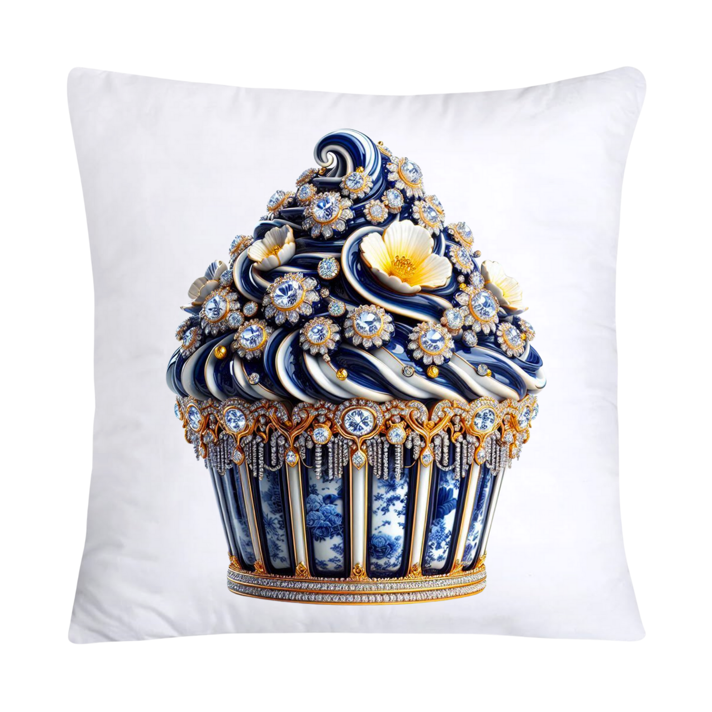 Blue Willow Chinoiserie Cupcake Throw Pillow Covers 18X18-2988