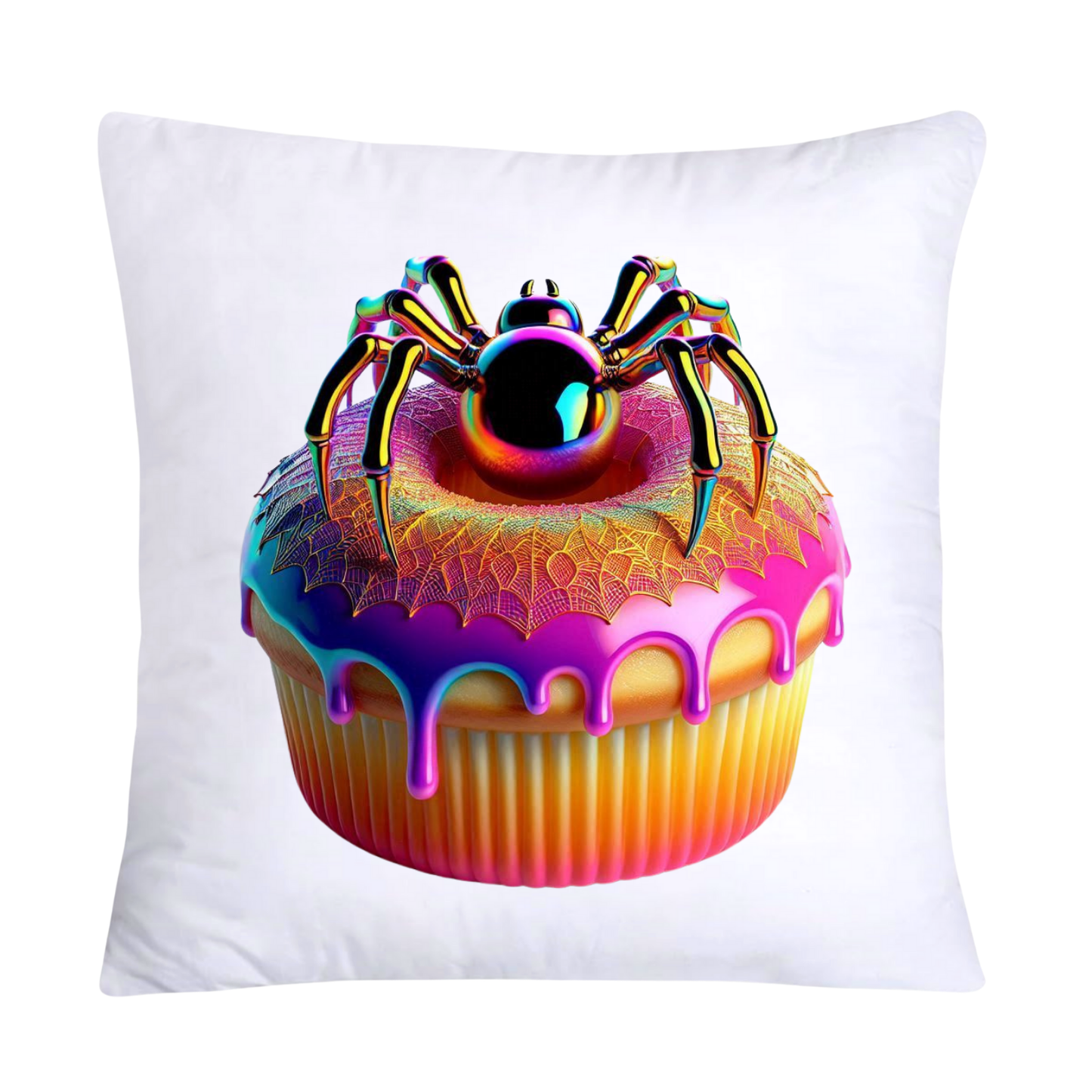 Sugar Crawler Spiders and Vivid Cupcake Throw Pillow Covers-2630