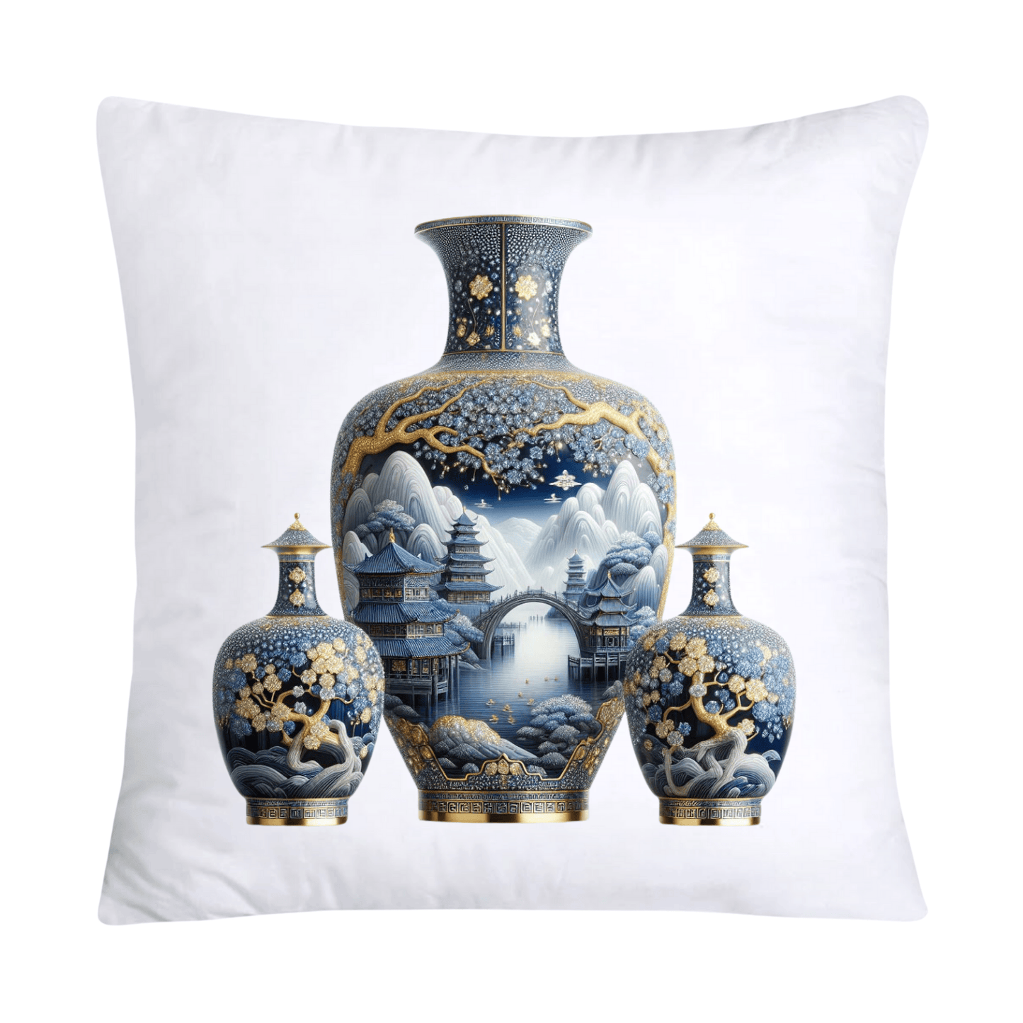 Blue Willow Chinoiserie 18x18 Stunning Vase Pillow Covers-4084