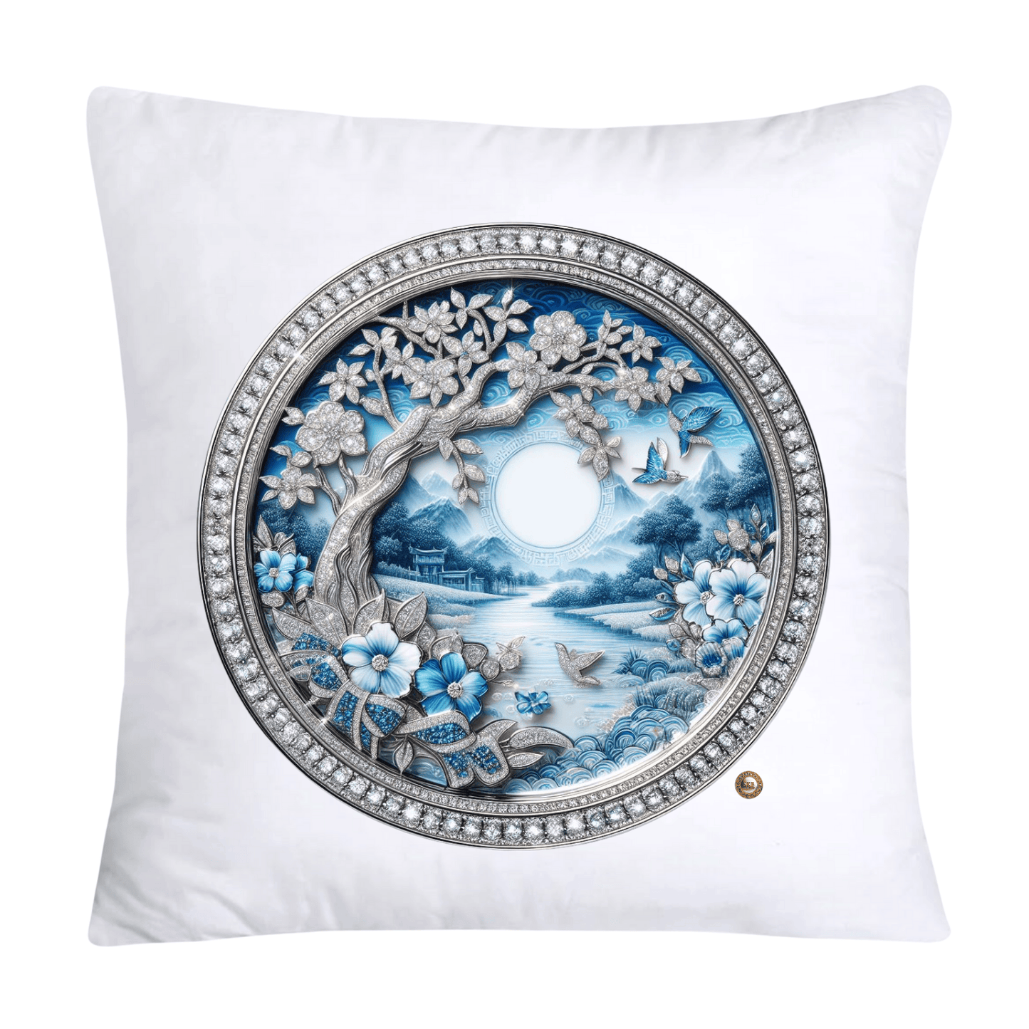 Blue Willow Chinoiserie Decorative Plate Throw Pillow Covers-2368