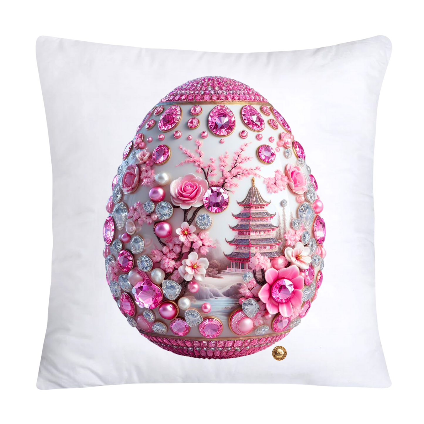 Pink Willow Chinoiserie Egg 18x18 Throw Pillow Covers-5922